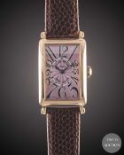 A LADIES 18K SOLID ROSE GOLD FRANCK MULLER LONG ISLAND WRIST WATCH CIRCA 2005, REF. 900 QZ WITH PINK