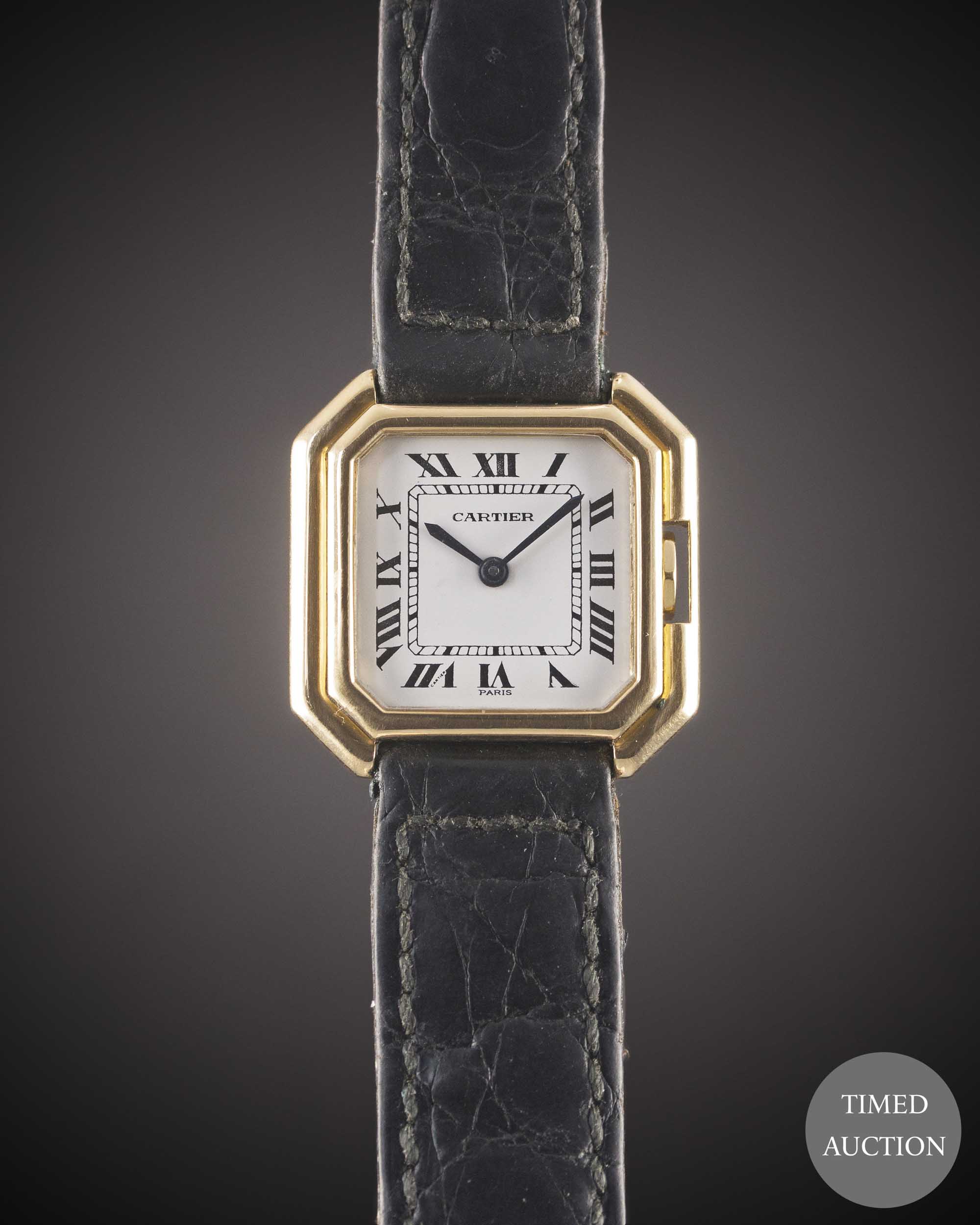 A LADIES 18K SOLID GOLD CARTIER CEINTURE WRIST WATCH CIRCA 1980 Movement: 17J, manual wind, cal.