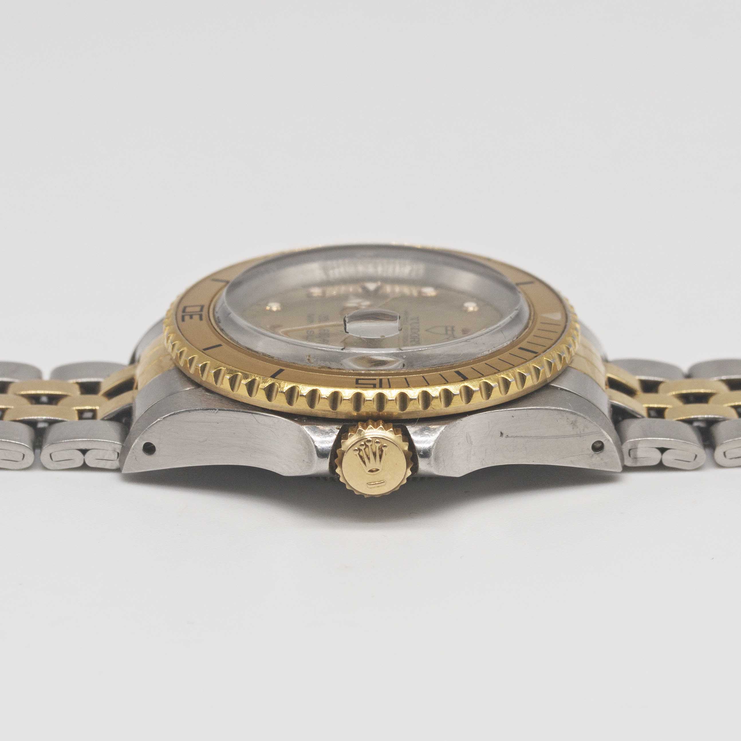 A LADIES STEEL & GOLD ROLEX TUDOR PRINCE OYSTERDATE MINI SUB BRACELET WATCH CIRCA 1993, REF. 73091 - Image 8 of 9