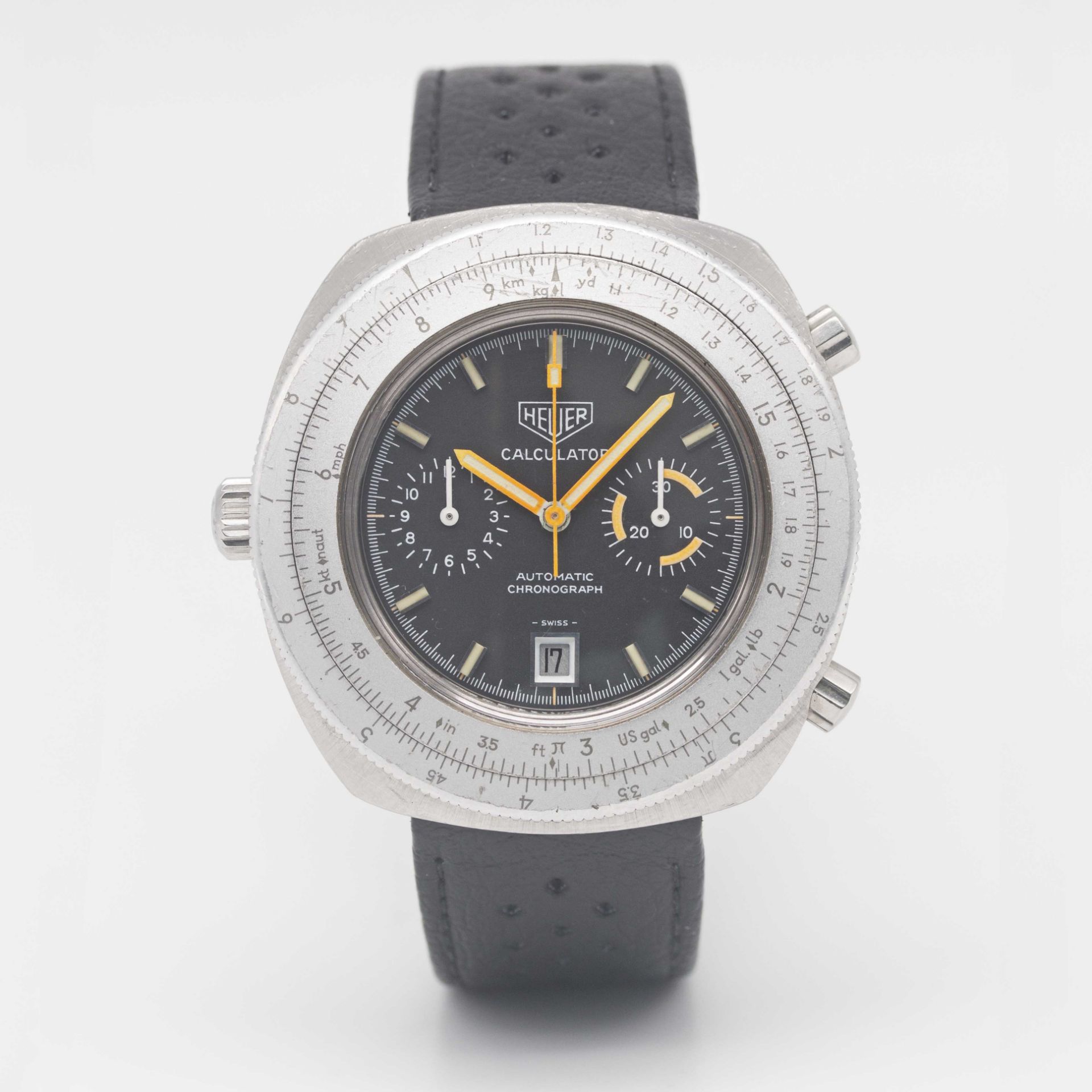 A GENTLEMAN'S STAINLESS STEEL HEUER CALCULATOR AUTOMATIC CHRONOGRAPH WRIST WATCH CIRCA 1970s, REF. - Image 2 of 8