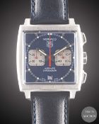 A GENTLEMAN'S STAINLESS STEEL TAG HEUER "STEVE MCQUEEN" MONACO AUTOMATIC CHRONOGRAPH WRIST WATCH