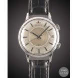 A GENTLEMAN'S STAINLESS STEEL JAEGER LECOULTRE MEMOVOX AUTOMATIC ALARM WRIST WATCH CIRCA 1960s, REF.