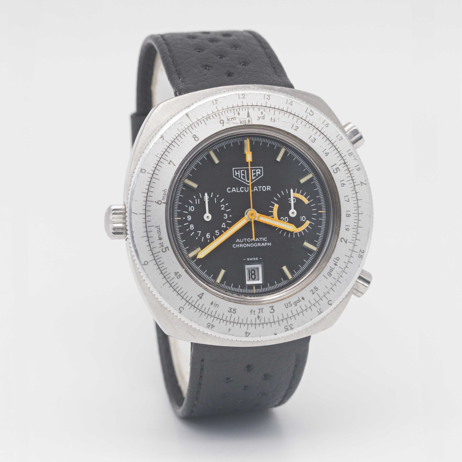 A GENTLEMAN'S STAINLESS STEEL HEUER CALCULATOR AUTOMATIC CHRONOGRAPH WRIST WATCH CIRCA 1970s, REF. - Image 5 of 8