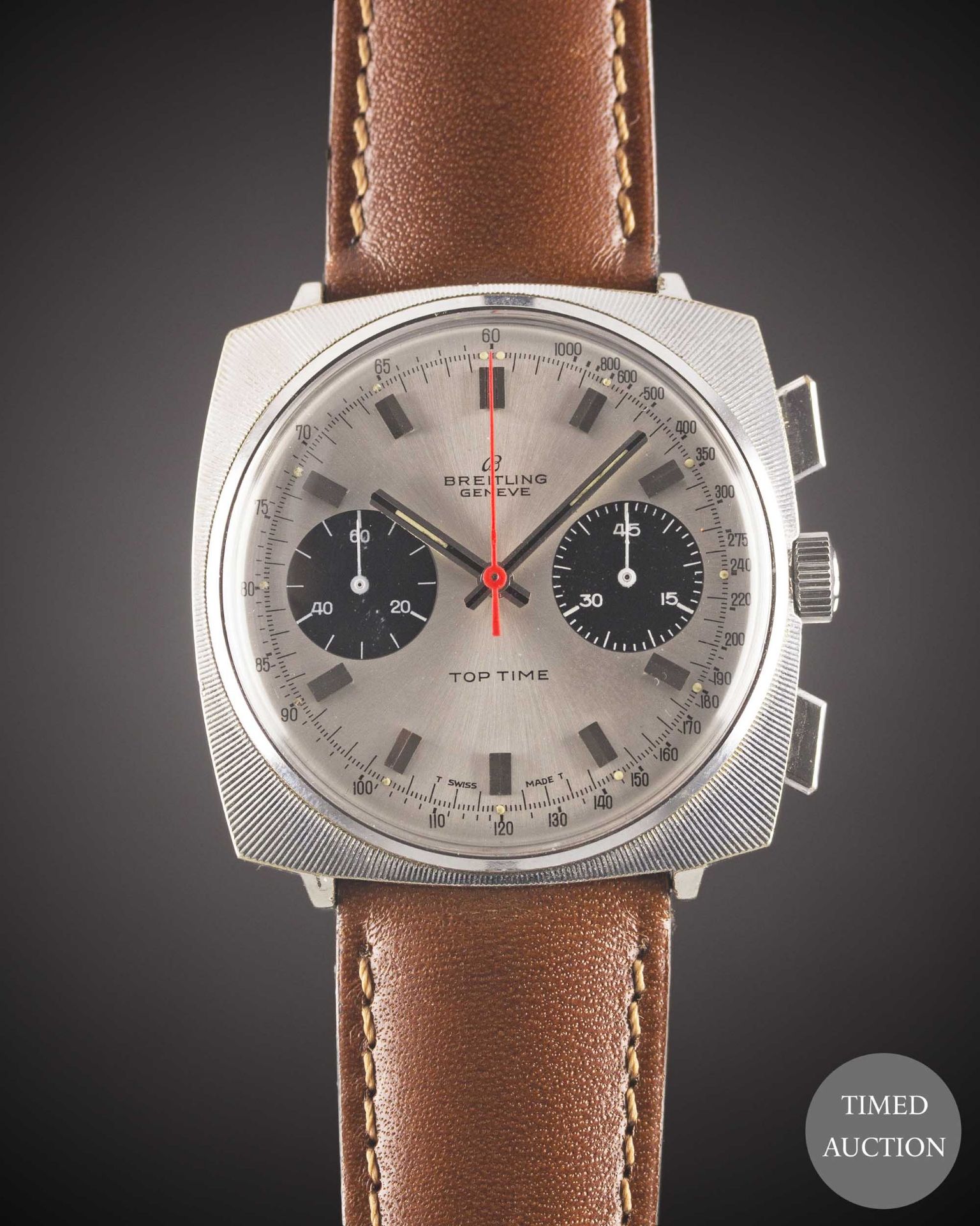 A GENTLEMAN'S BREITLING TOP TIME CHRONOGRAPH WRIST WATCH CIRCA 1969, REF. 2006/33 WITH "PANDA"