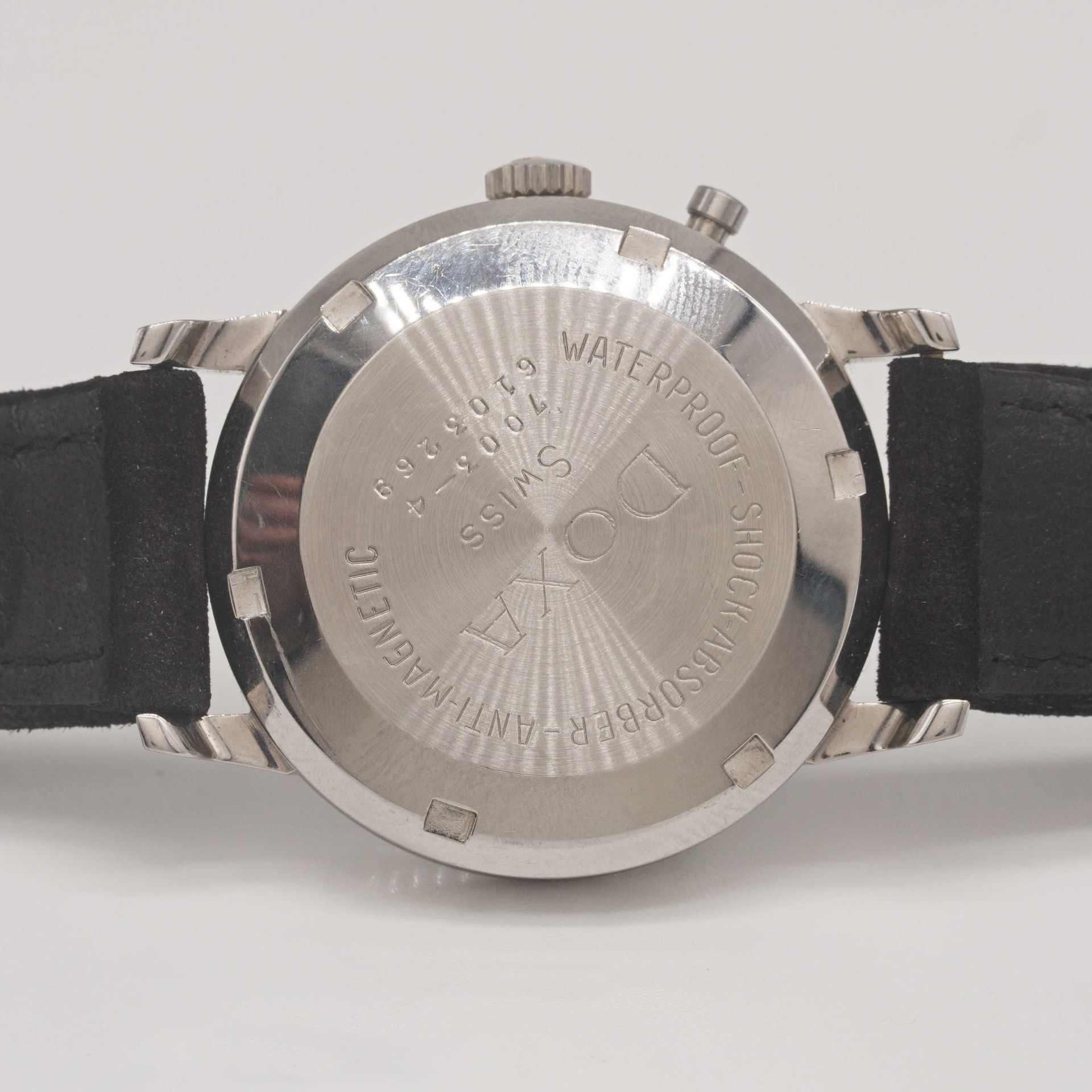 A GENTLEMAN'S STAINLESS STEEL DOXA SFYGMOS SINGLE BUTTON "DOCTOR'S" CHRONOGRAPH WRIST WATCH CIRCA - Image 6 of 8