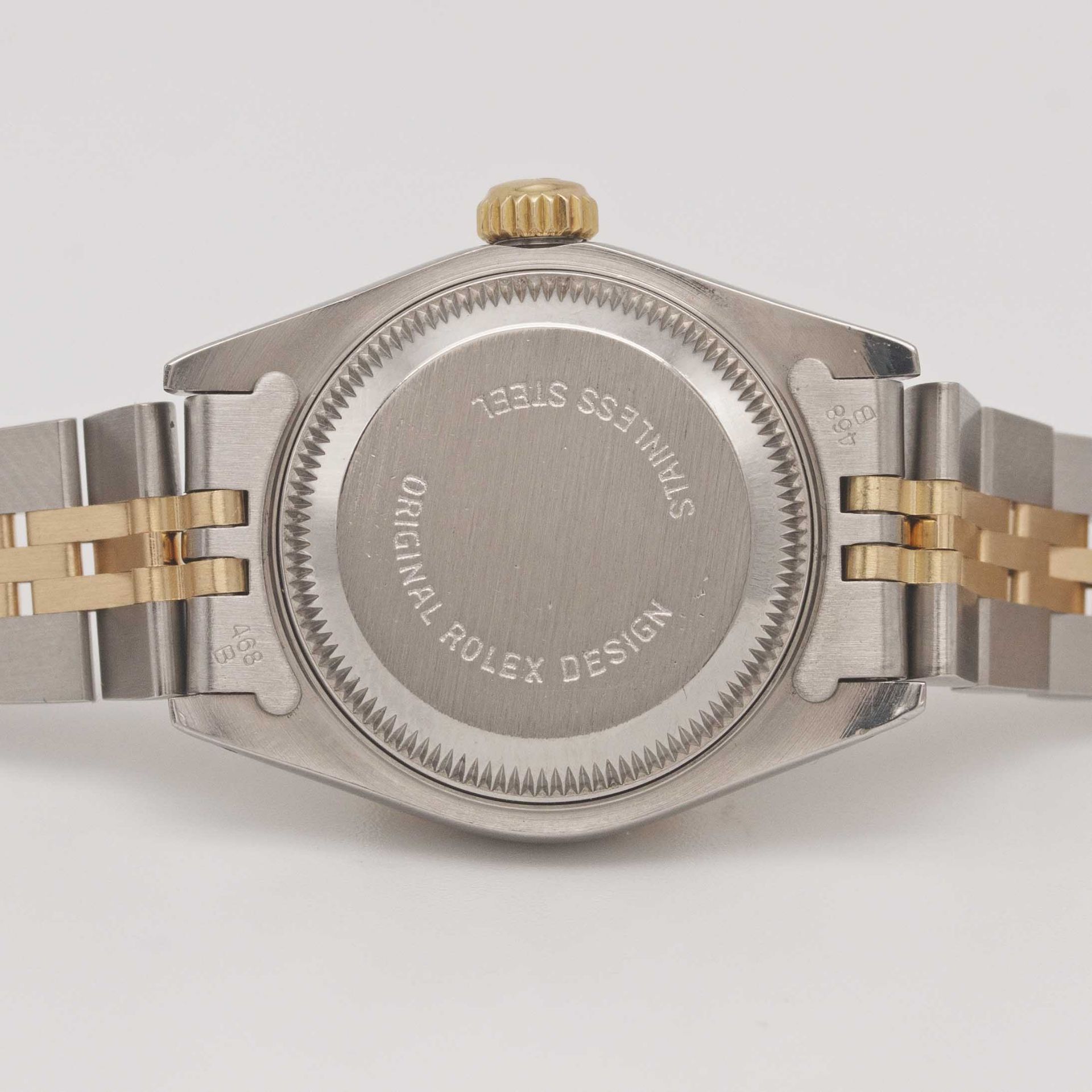 A LADIES STEEL & GOLD ROLEX OYSTER PERPETUAL DATEJUST BRACELET WATCH CIRCA 2000, REF. 69173 WITH - Image 6 of 12