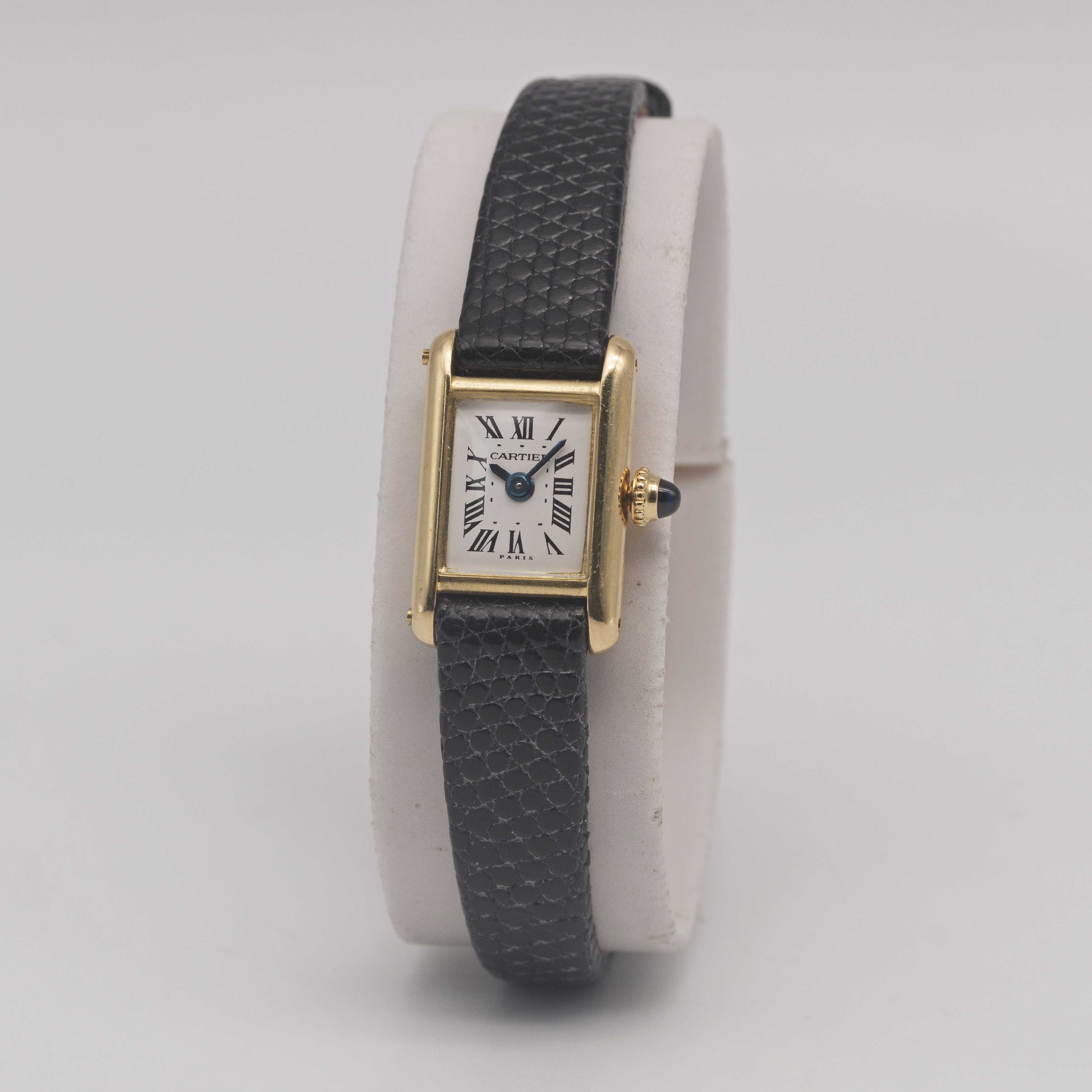 A LADIES 18K SOLID GOLD CARTIER PARIS "MINI" TANK WRIST WATCH CIRCA 1970s, WITH MANUAL WIND CAL. 845 - Image 4 of 11