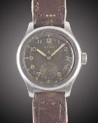 A GENTLEMAN'S STAINLESS STEEL BRITISH MILITARY CYMA W.W.W. WRIST WATCH CIRCA 1945, PART OF THE "