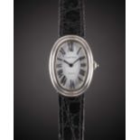 AN 18K SOLID WHITE GOLD CARTIER BAIGNOIRE WRIST WATCH CIRCA 1980s Movement: 17J, manual wind, signed