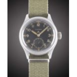 A GENTLEMAN'S STAINLESS STEEL BRITISH MILITARY TIMOR W.W.W. WRIST WATCH CIRCA 1945, PART OF THE "