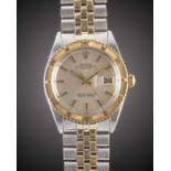 A GENTLEMAN'S STEEL & GOLD ROLEX OYSTER PERPETUAL DATEJUST TURNOGRAPH BRACELET WATCH CIRCA 1969,