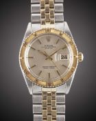 A GENTLEMAN'S STEEL & GOLD ROLEX OYSTER PERPETUAL DATEJUST TURNOGRAPH BRACELET WATCH CIRCA 1969,