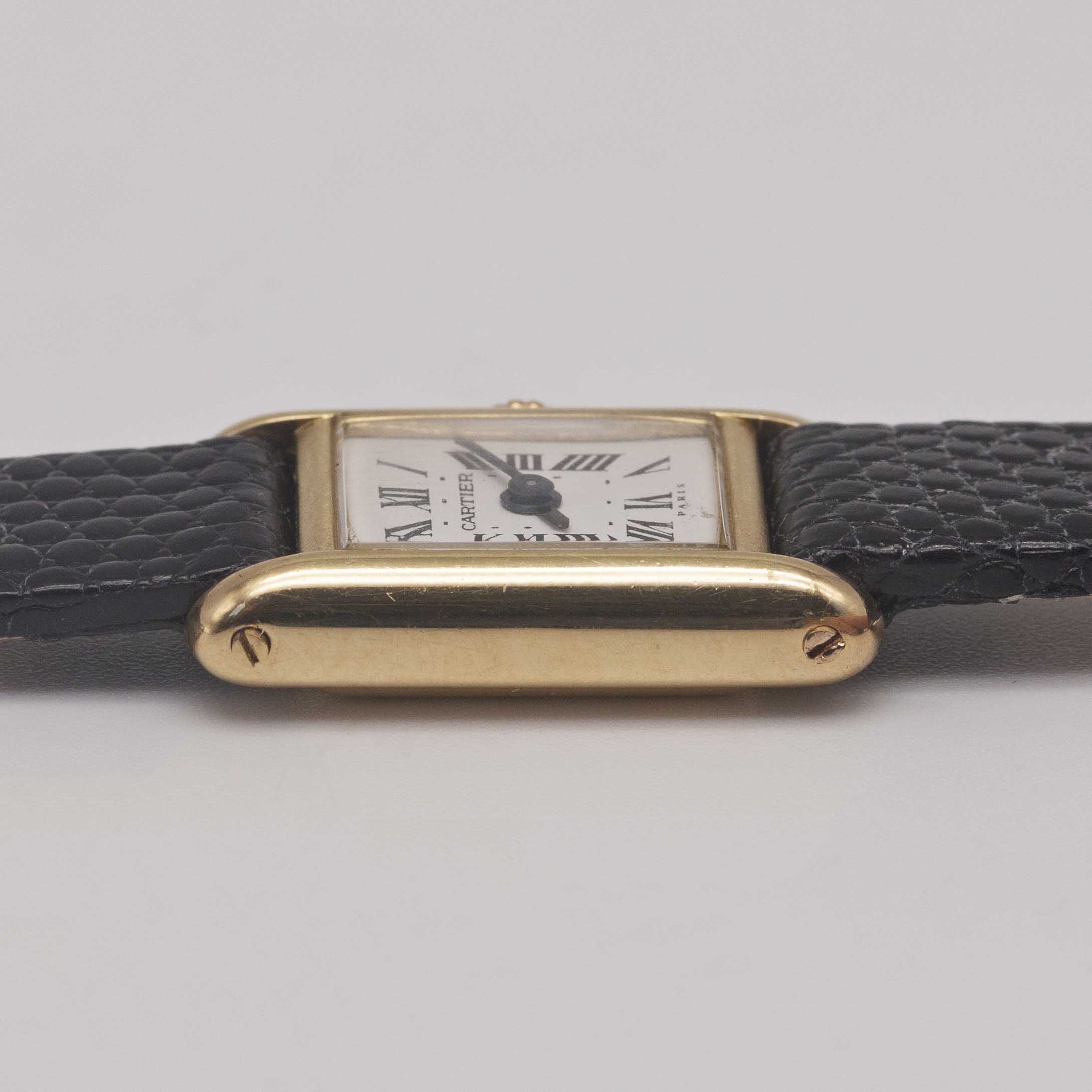 A LADIES 18K SOLID GOLD CARTIER PARIS "MINI" TANK WRIST WATCH CIRCA 1970s, WITH MANUAL WIND CAL. 845 - Image 10 of 11