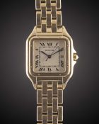 A GENTLEMAN'S SIZE 18K SOLID GOLD CARTIER PANTHERE BRACELET WATCH CIRCA 1990s, REF. 106000M