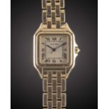 A GENTLEMAN'S SIZE 18K SOLID GOLD CARTIER PANTHERE BRACELET WATCH CIRCA 1990s, REF. 106000M