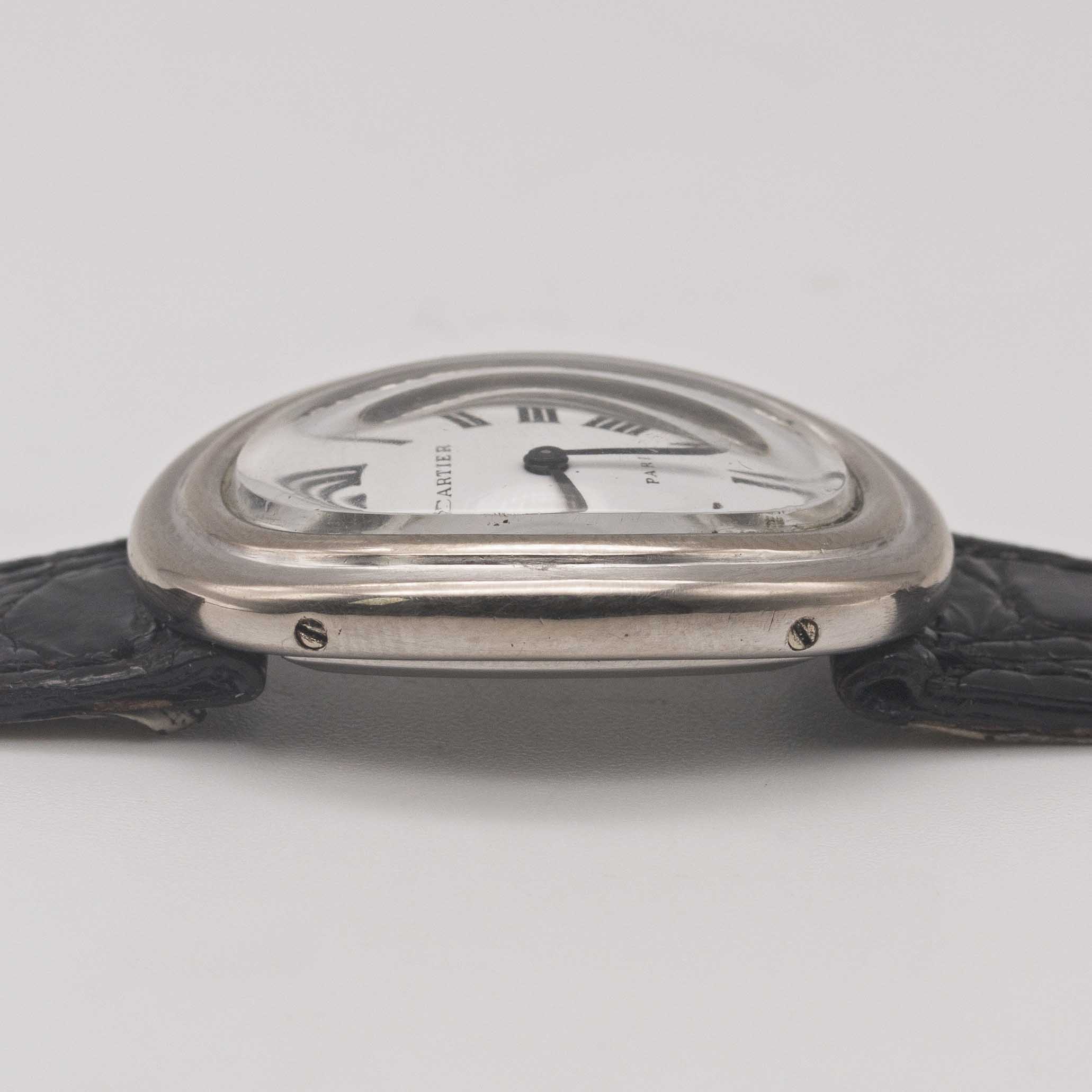 AN 18K SOLID WHITE GOLD CARTIER BAIGNOIRE WRIST WATCH CIRCA 1980s Movement: 17J, manual wind, signed - Image 12 of 14