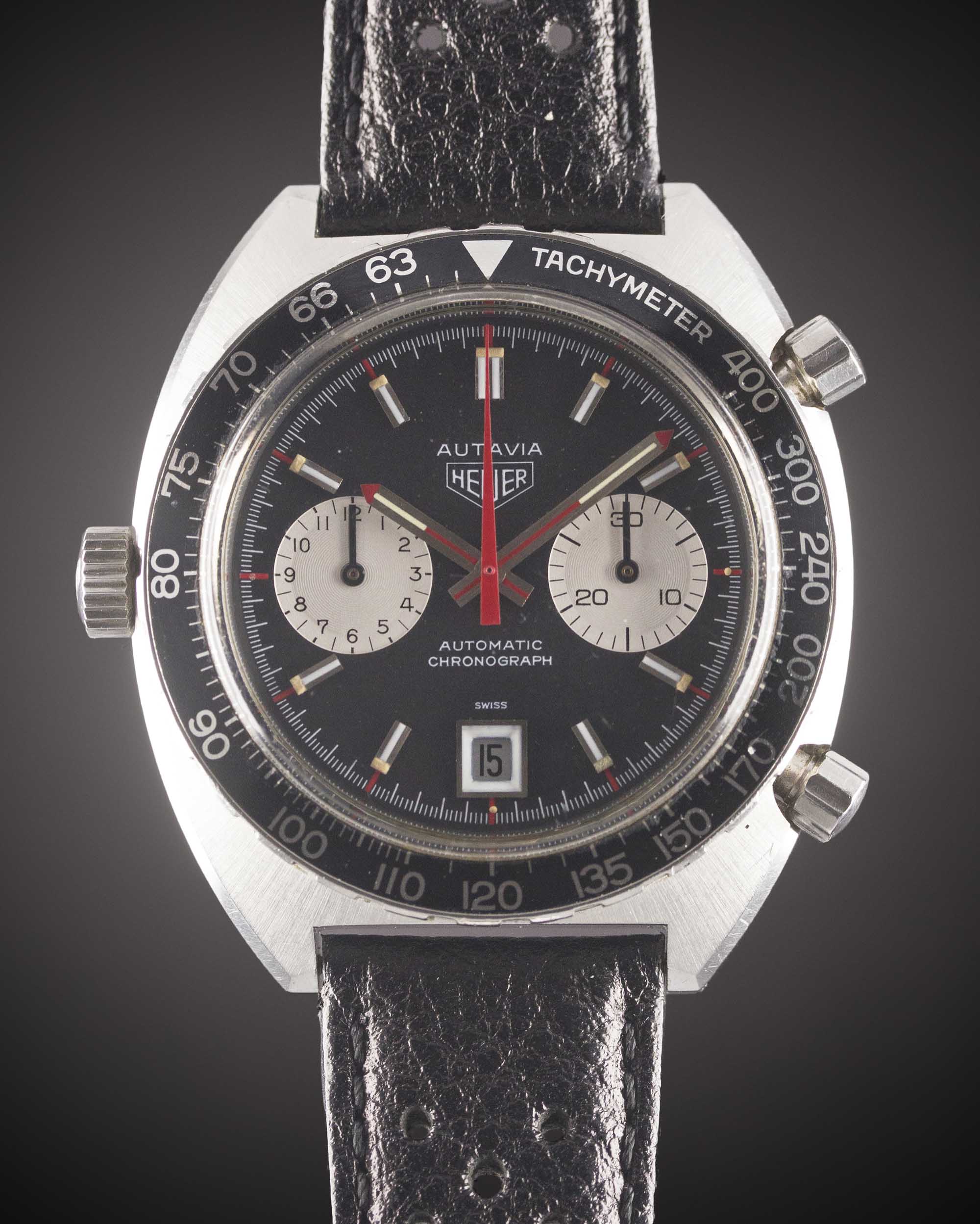 A GENTLEMAN'S STAINLESS STEEL HEUER "VICEROY" AUTAVIA CHRONOGRAPH WRIST WATCH CIRCA 1970s, REF.