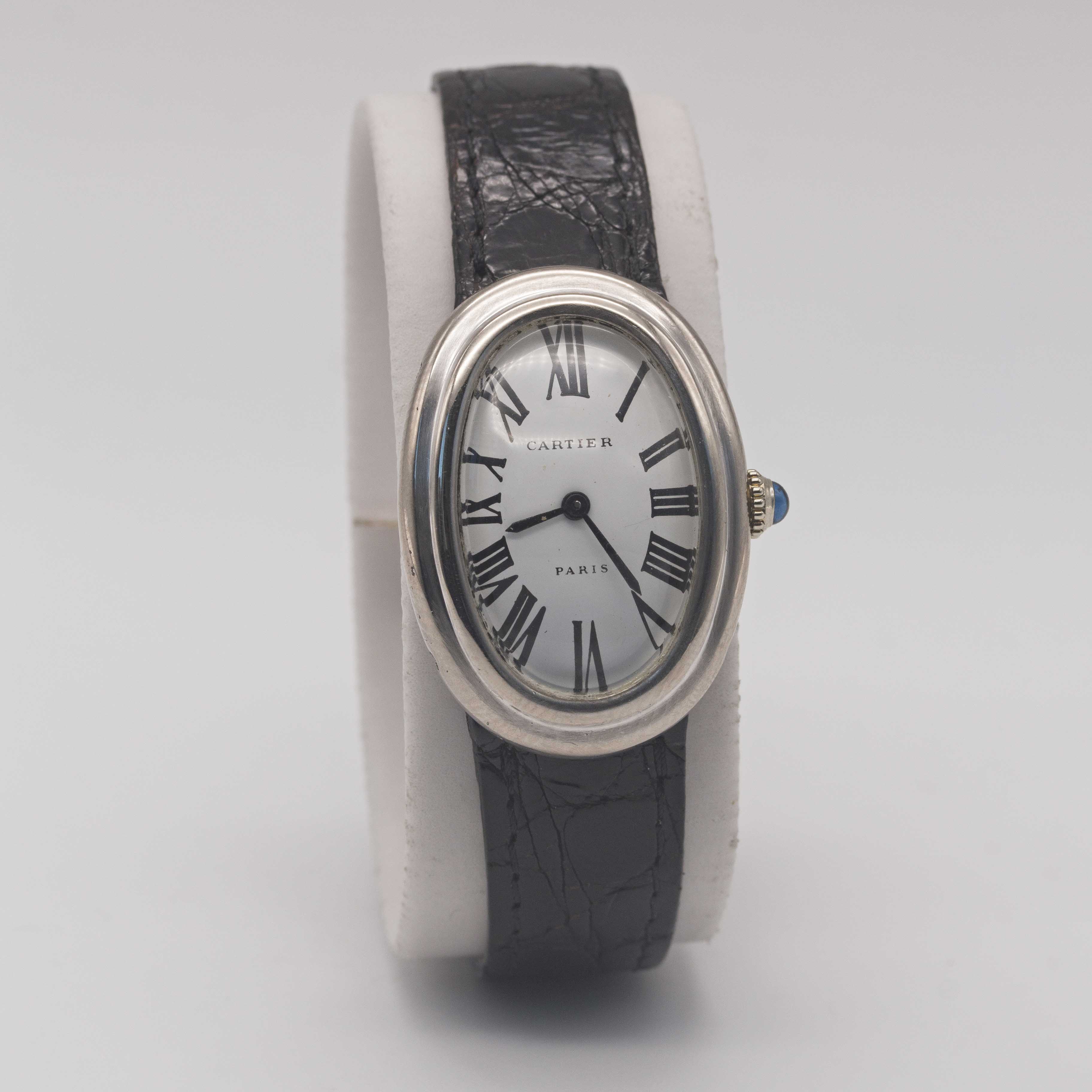 AN 18K SOLID WHITE GOLD CARTIER BAIGNOIRE WRIST WATCH CIRCA 1980s Movement: 17J, manual wind, signed - Image 5 of 14