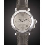 AN 18K SOLID WHITE GOLD & DIAMOND CARTIER PASHA AUTOMATIC WRIST WATCH CIRCA 1998, REF. 2308 WITH