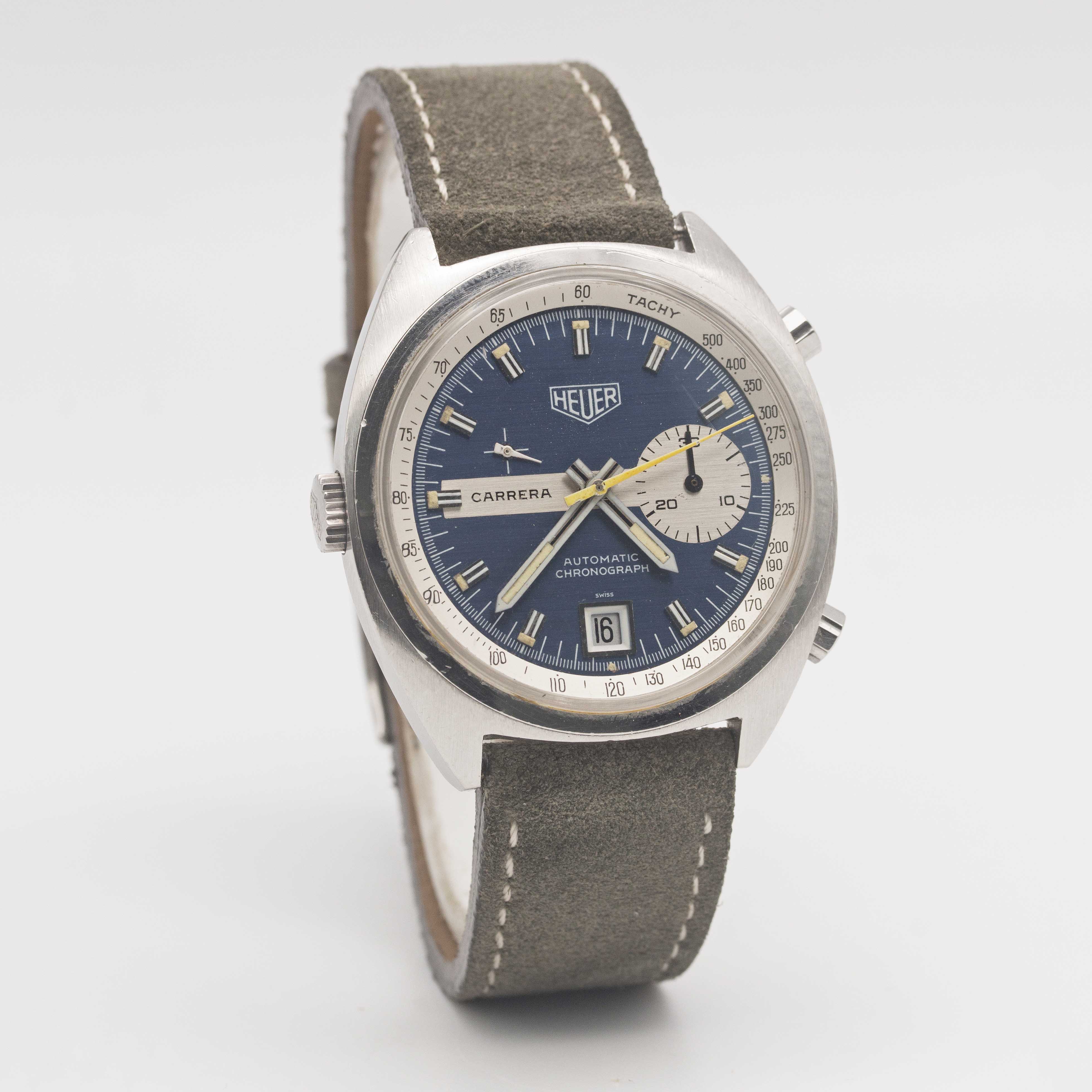 A GENTLEMAN'S STAINLESS STEEL HEUER CARRERA AUTOMATIC CHRONOGRAPH WRIST WATCH CIRCA 1970s, REF. - Image 5 of 9