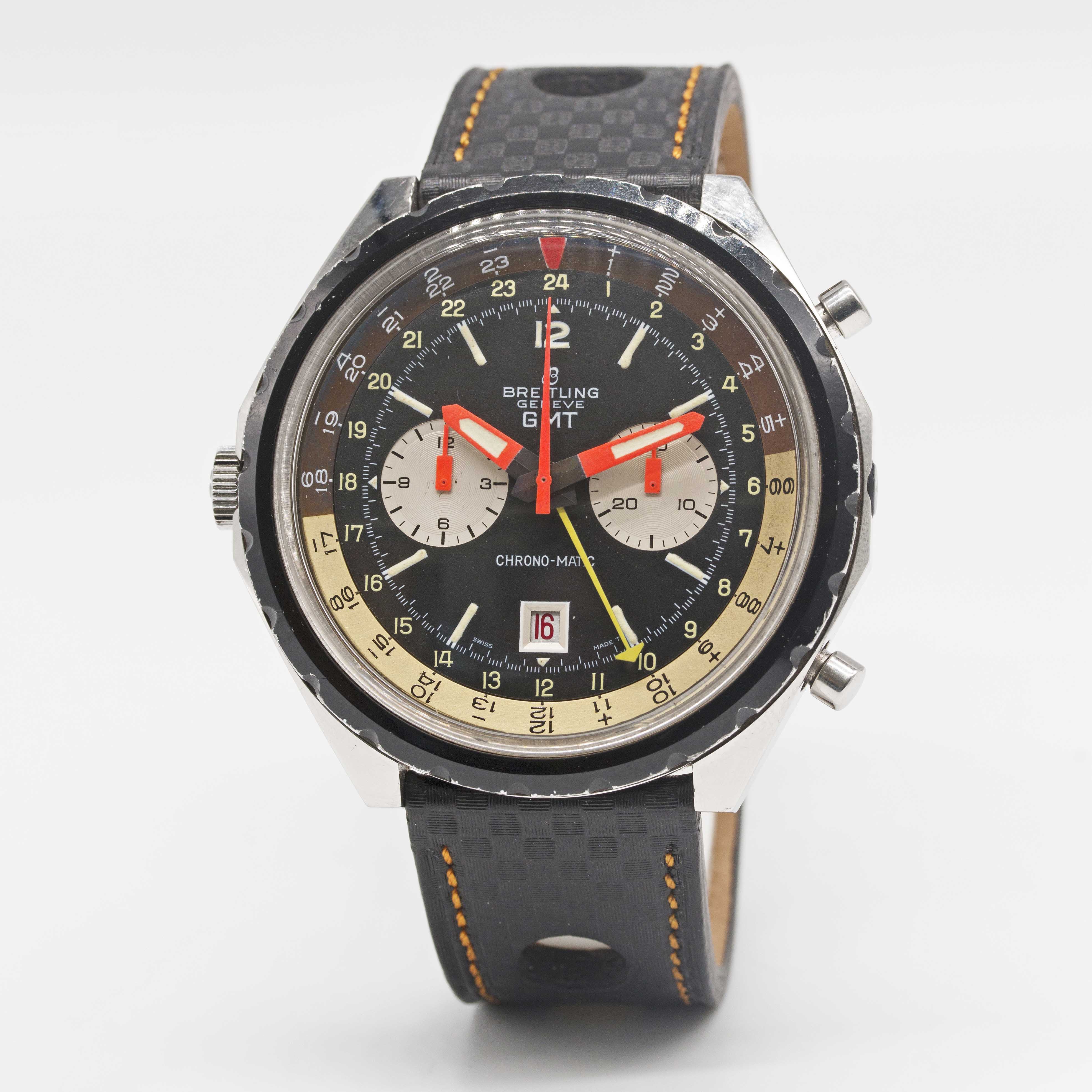 A RARE GENTLEMAN'S STAINLESS STEEL BREITLING GMT CHRONO-MATIC CHRONOGRAPH WRIST WATCH CIRCA 1970, - Image 5 of 10