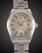 A RARE GENTLEMAN'S LARGE SIZE STAINLESS STEEL ROLEX TUDOR OYSTER PRINCE DATE + DAY "JUMBO"