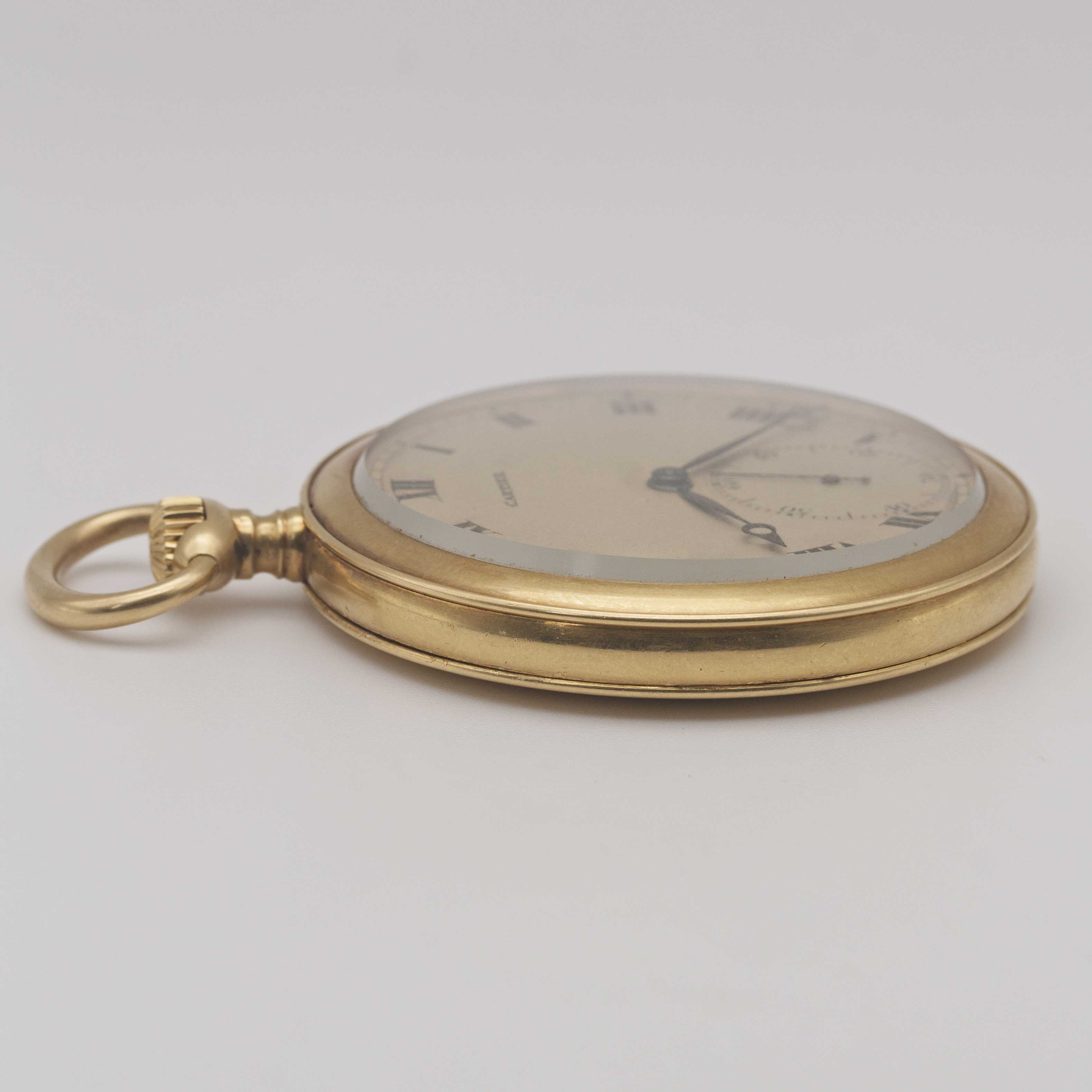 A RARE GENTLEMAN'S 18K SOLID GOLD CARTIER PARIS POCKET WATCH CIRCA 1930s Movement: 15J, manual - Image 9 of 11