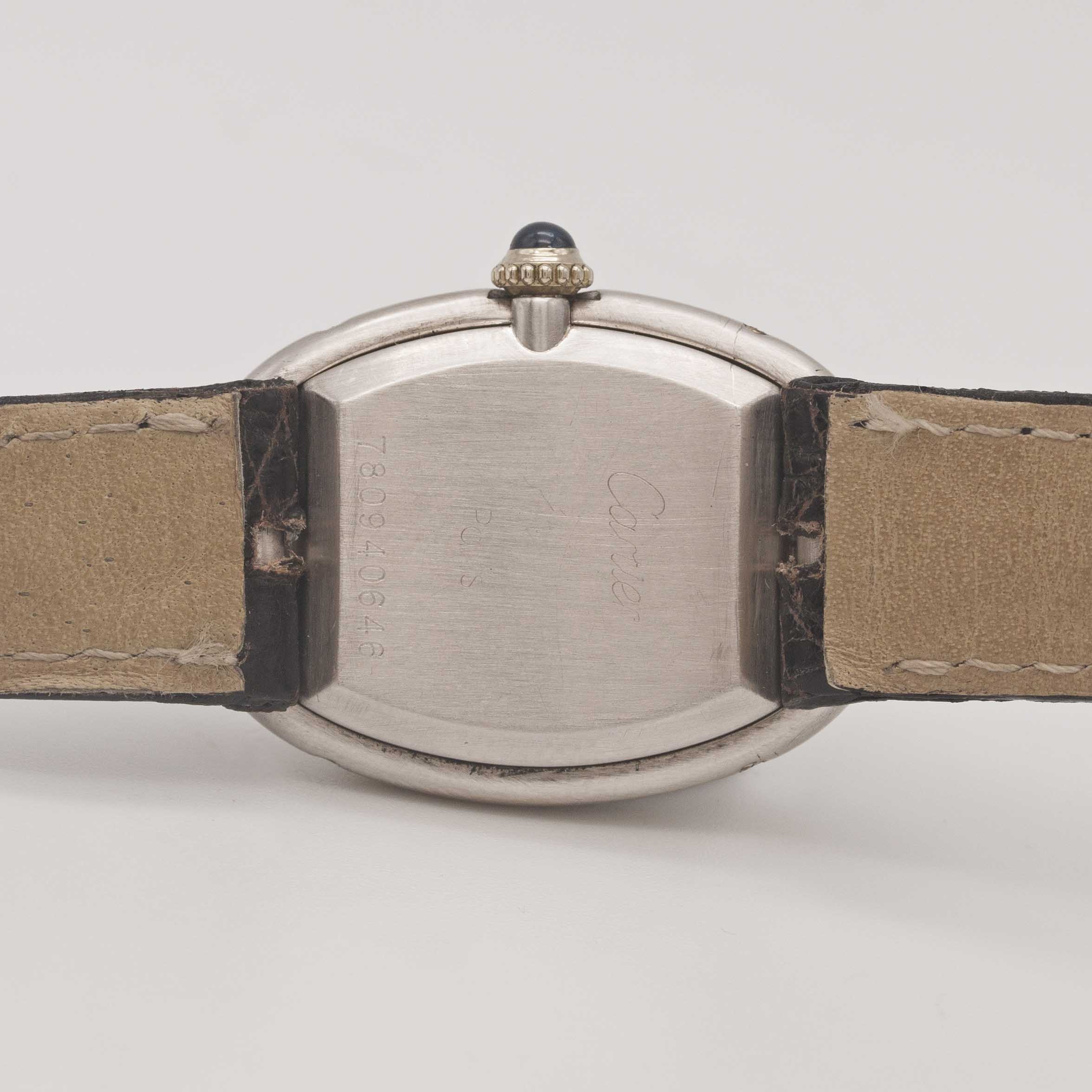 AN 18K SOLID WHITE GOLD CARTIER BAIGNOIRE WRIST WATCH CIRCA 1980s Movement: 17J, manual wind, signed - Image 7 of 14