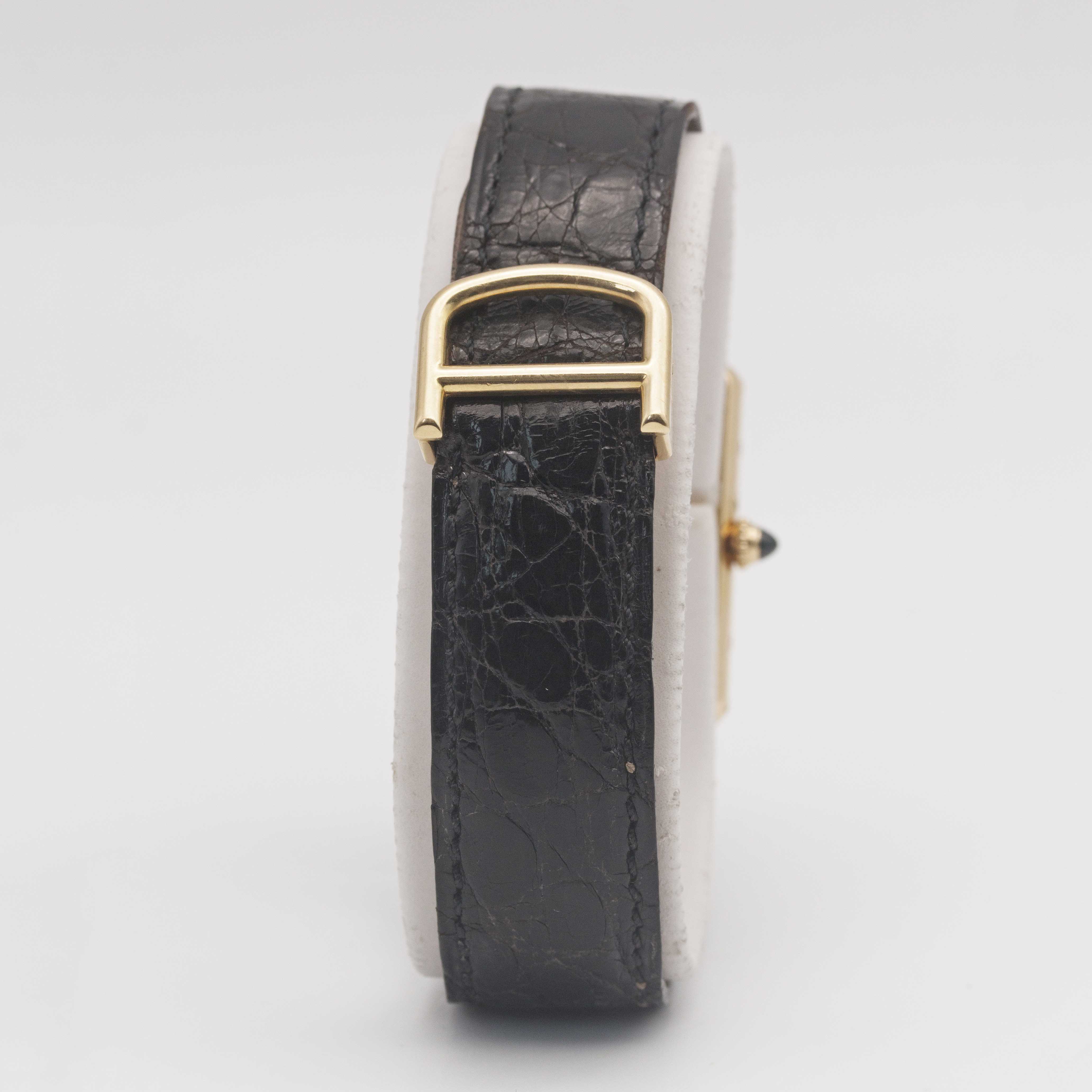 A GENTLEMAN'S SIZE 18K SOLID GOLD CARTIER TANK CALENDAR MOONPHASE WRIST WATCH CIRCA 1990s - Image 6 of 9