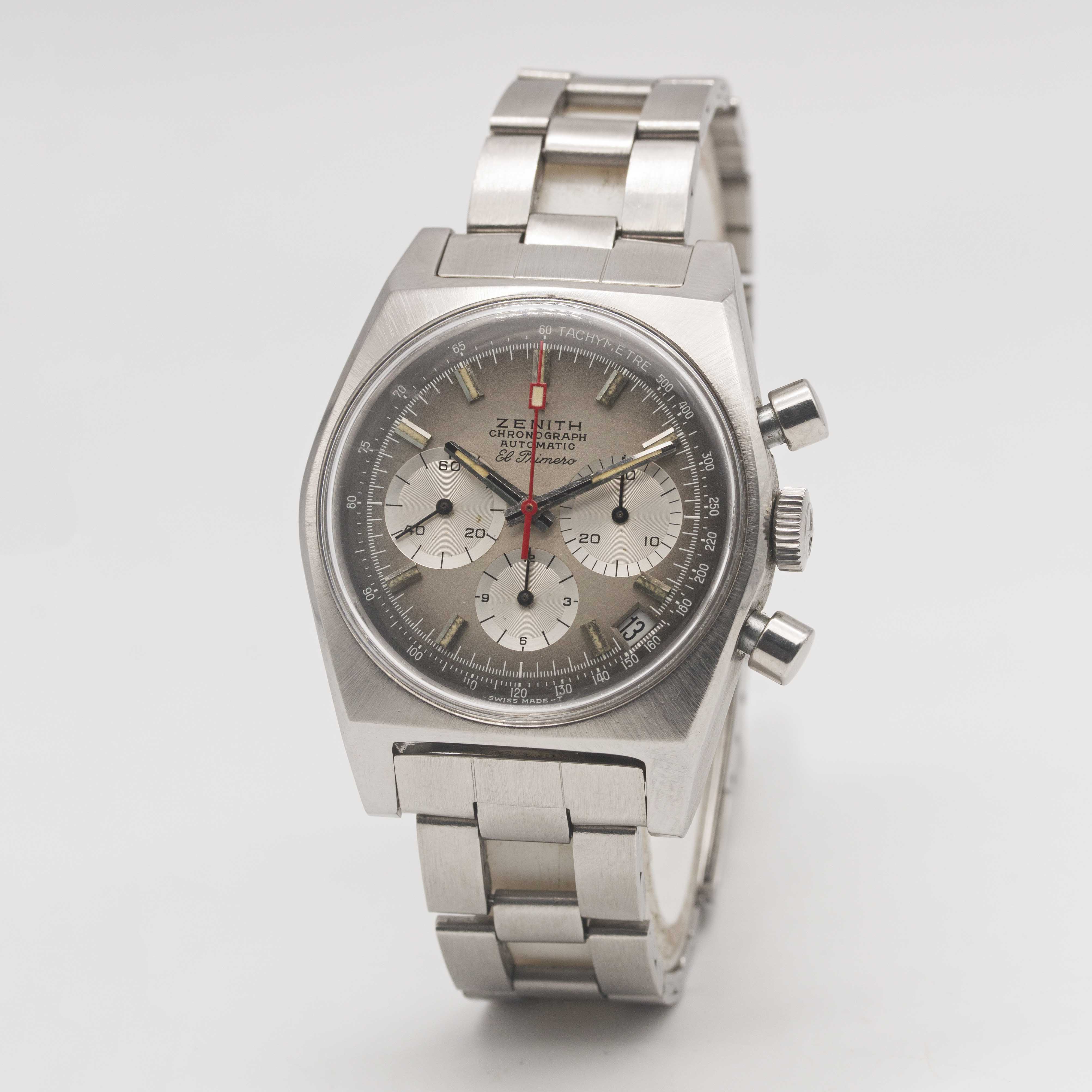 A GENTLEMAN'S STAINLESS STEEL ZENITH EL PRIMERO AUTOMATIC CHRONOGRAPH BRACELET WATCH CIRCA 1971, - Image 5 of 11