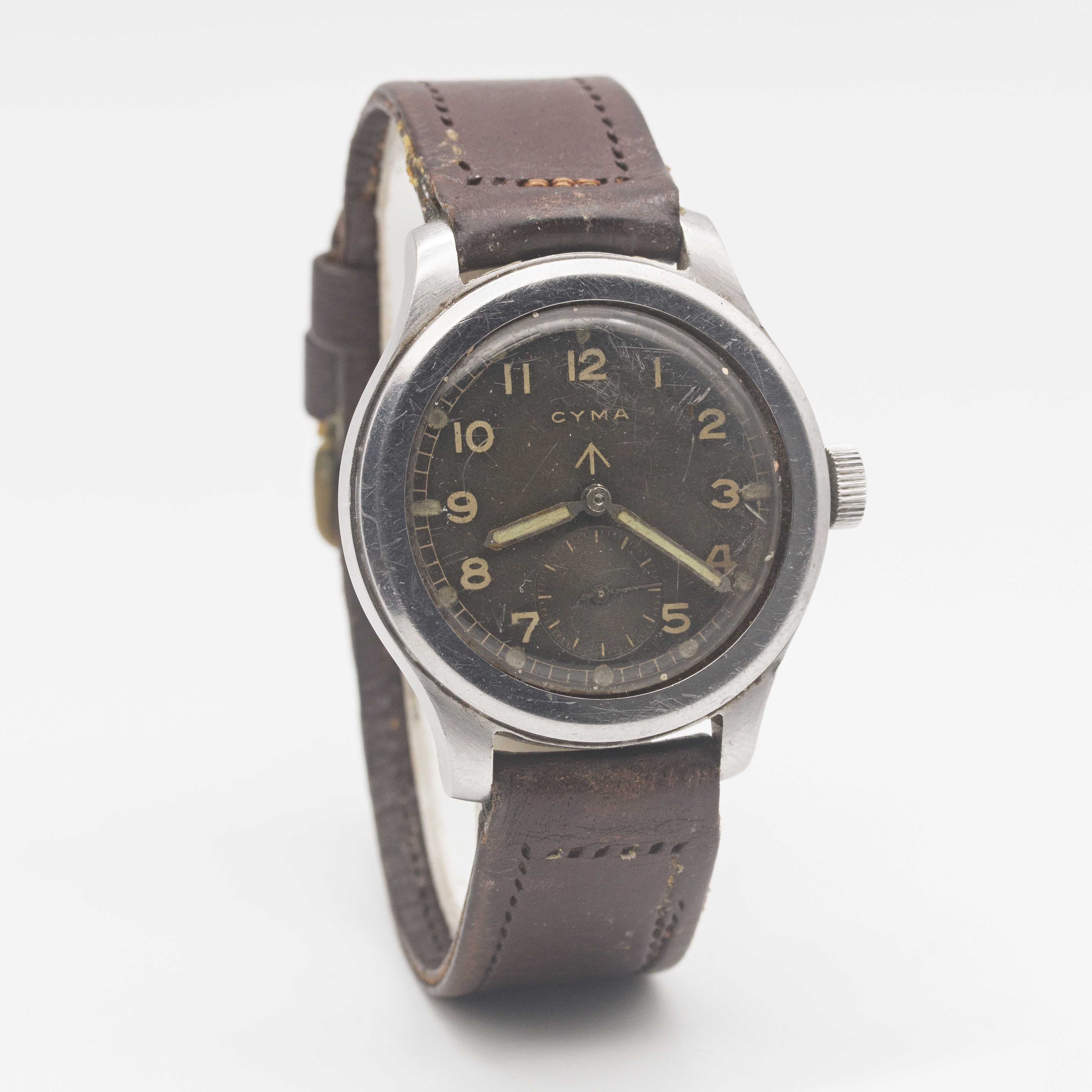 A GENTLEMAN'S STAINLESS STEEL BRITISH MILITARY CYMA W.W.W. WRIST WATCH CIRCA 1945, PART OF THE " - Image 5 of 9