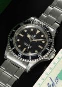 A RARE GENTLEMAN'S STAINLESS STEEL ROLEX OYSTER PERPETUAL SUBMARINER BRACELET WATCH CIRCA 1967, REF.