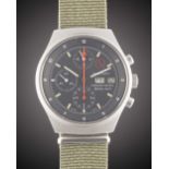 A RARE GENTLEMAN'S STAINLESS STEEL PORSCHE DESIGN ROYAL NAVY AUTOMATIC MILITARY CHRONOGRAPH WRIST