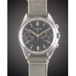 A RARE GENTLEMAN'S STAINLESS STEEL BRITISH MILITARY NEWMARK RAF PILOTS CHRONOGRAPH WRIST WATCH DATED