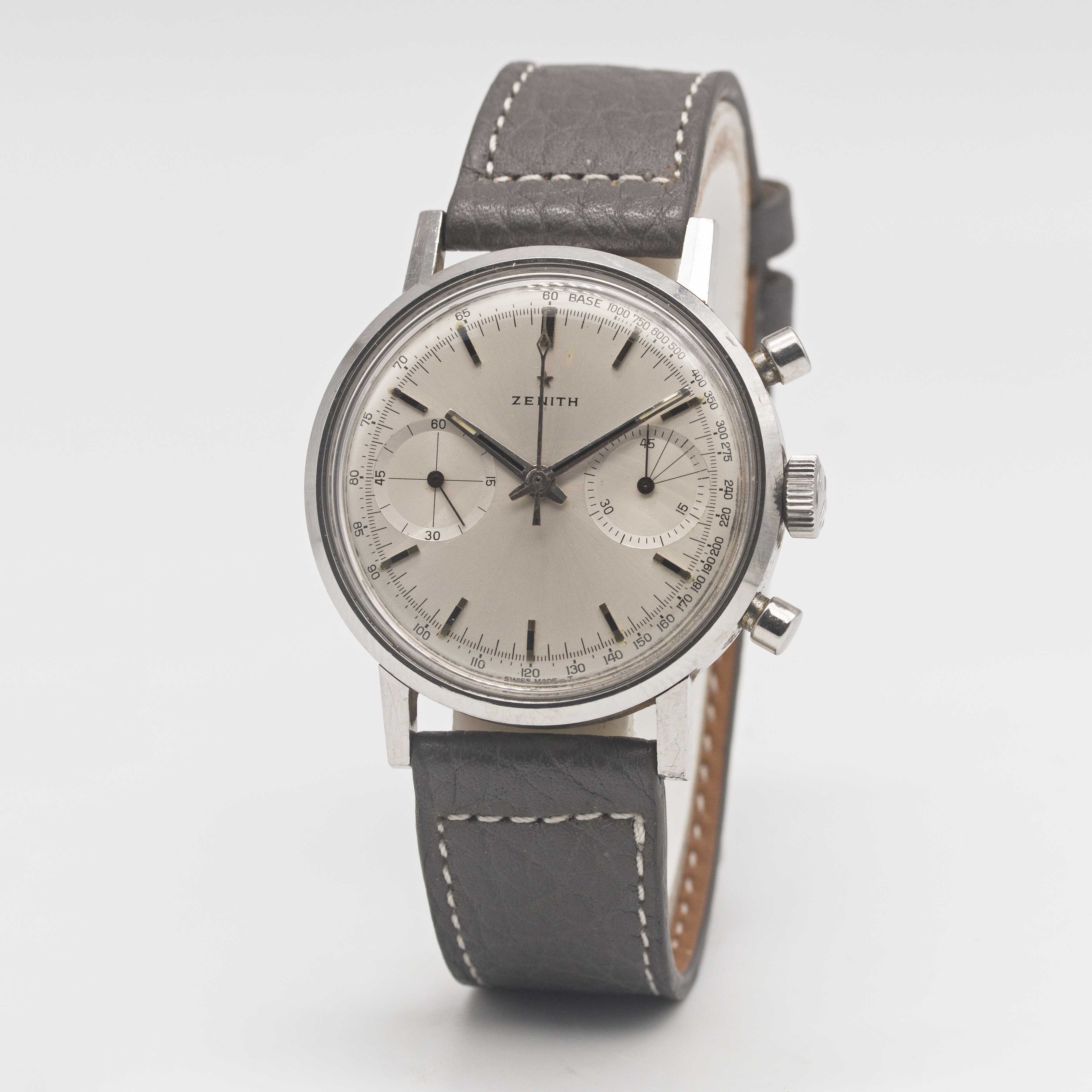 A GENTLEMAN'S STAINLESS STEEL ZENITH CHRONOGRAPH WRIST WATCH CIRCA 1960s, REF. A271  Movement: - Image 4 of 9