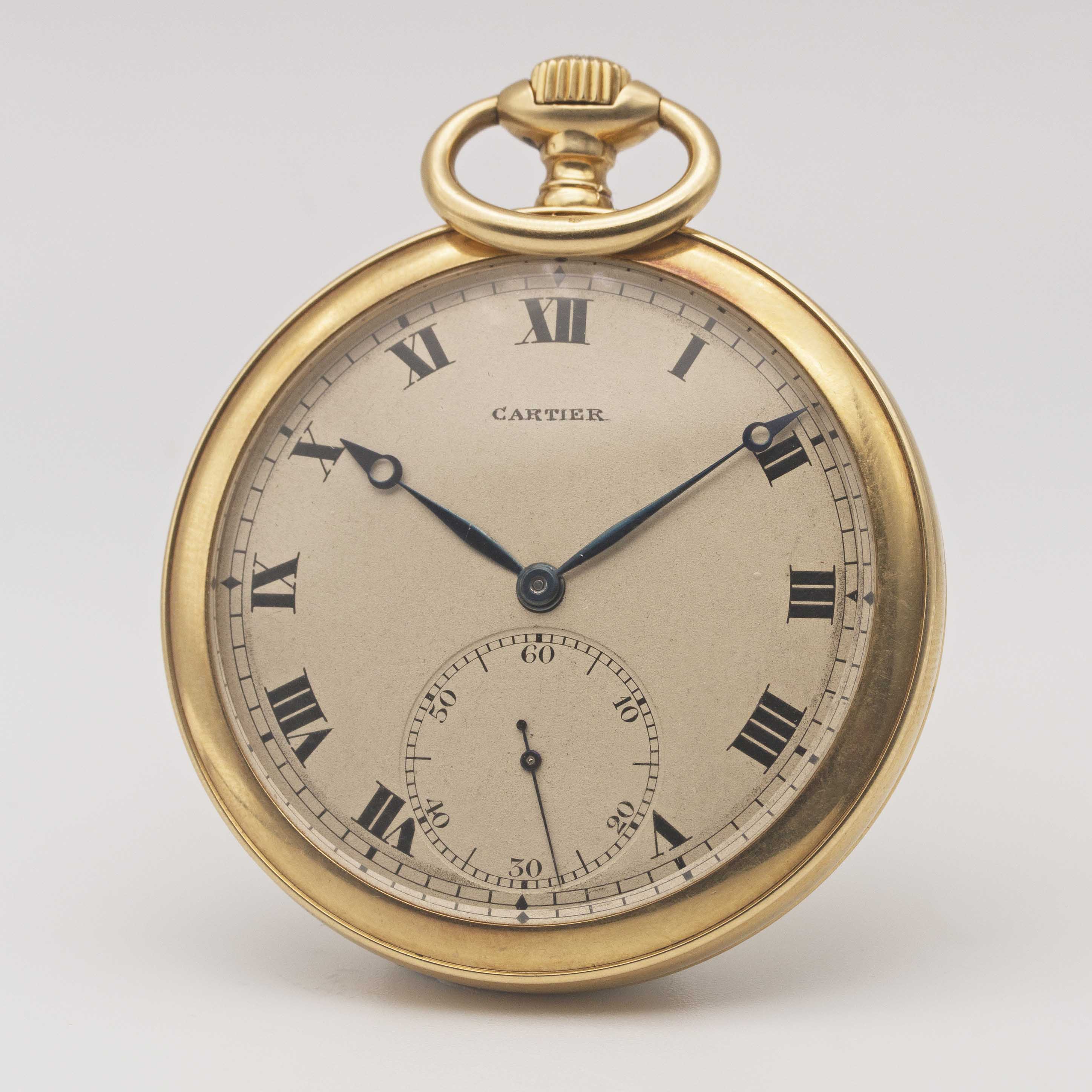 A RARE GENTLEMAN'S 18K SOLID GOLD CARTIER PARIS POCKET WATCH CIRCA 1930s Movement: 15J, manual - Image 3 of 11