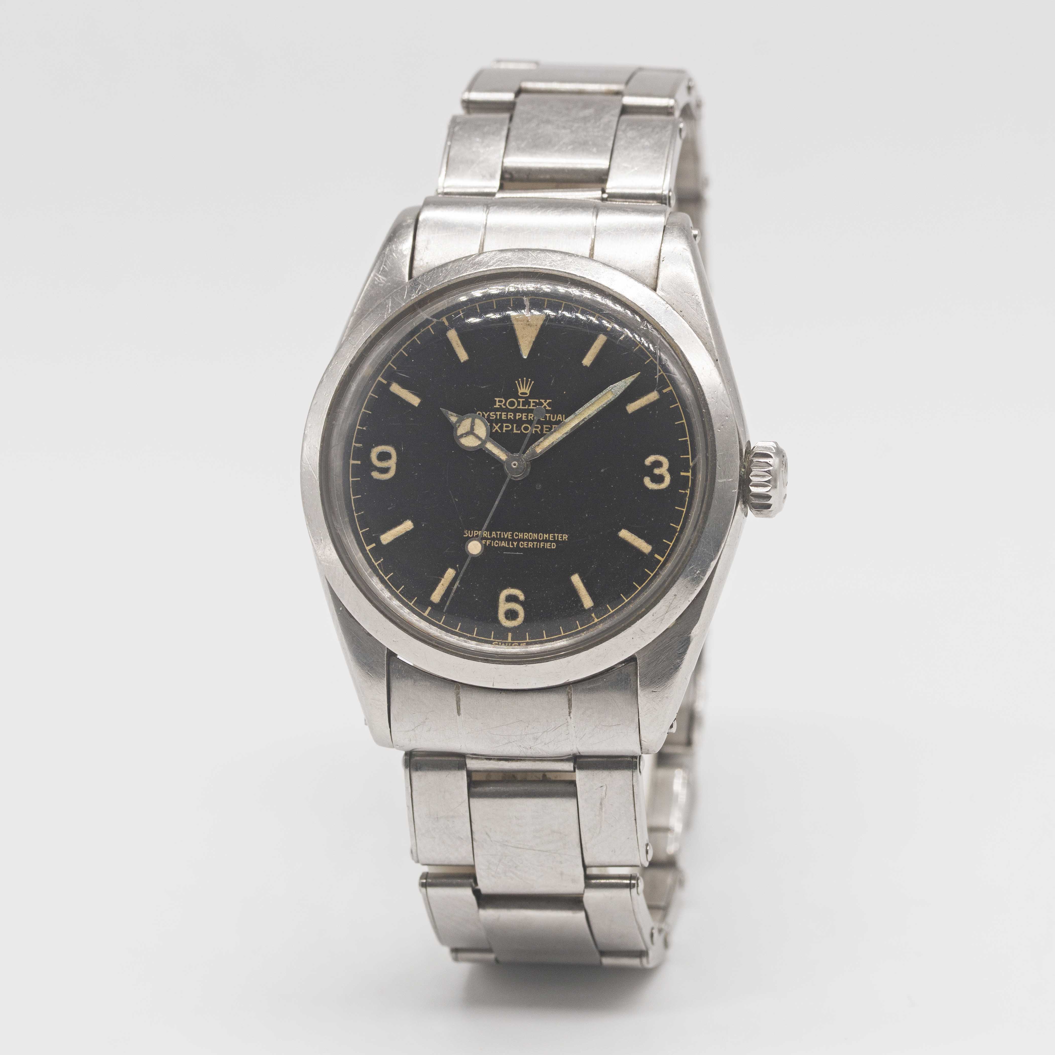 A VERY RARE GENTLEMAN'S STAINLESS STEEL ROLEX OYSTER PERPETUAL EXPLORER BRACELET WATCH CIRCA 1964, - Image 7 of 15