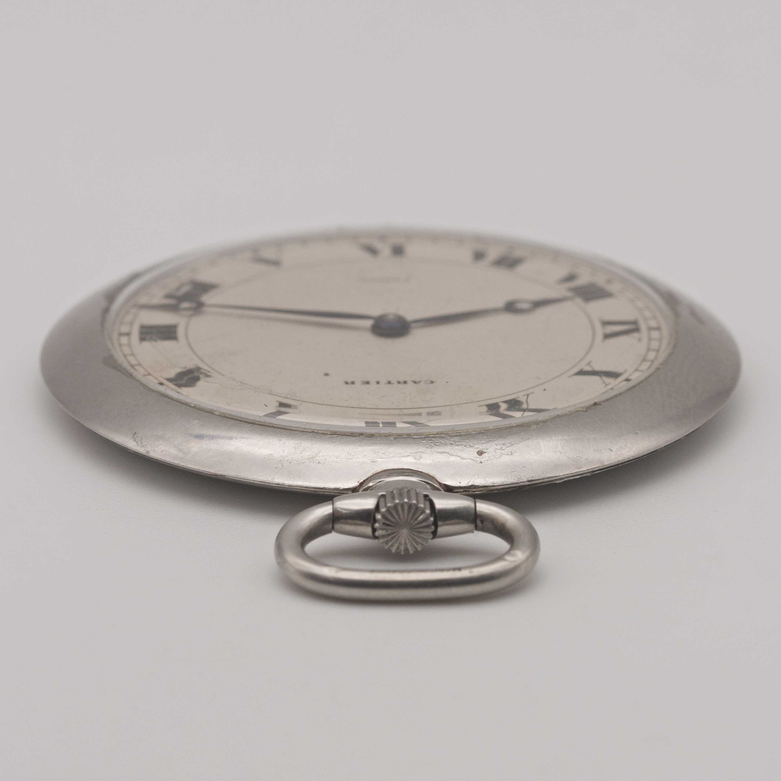 A GENTLEMAN'S PLATINUM CARTIER PARIS POCKET WATCH CIRCA 1920s Movement: 19J, manual wind with 8 - Image 8 of 11