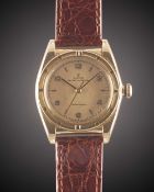 A GENTLEMAN'S 18K SOLID YELLOW GOLD ROLEX OYSTER PERPETUAL CHRONOMETRE "BUBBLE BACK" WRIST WATCH