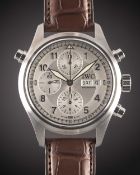 A GENTLEMAN'S STAINLESS STEEL IWC SPITFIRE DER DOPPELCHRONOGRAPH AUTOMATIC CHRONOGRAPH WRIST WATCH