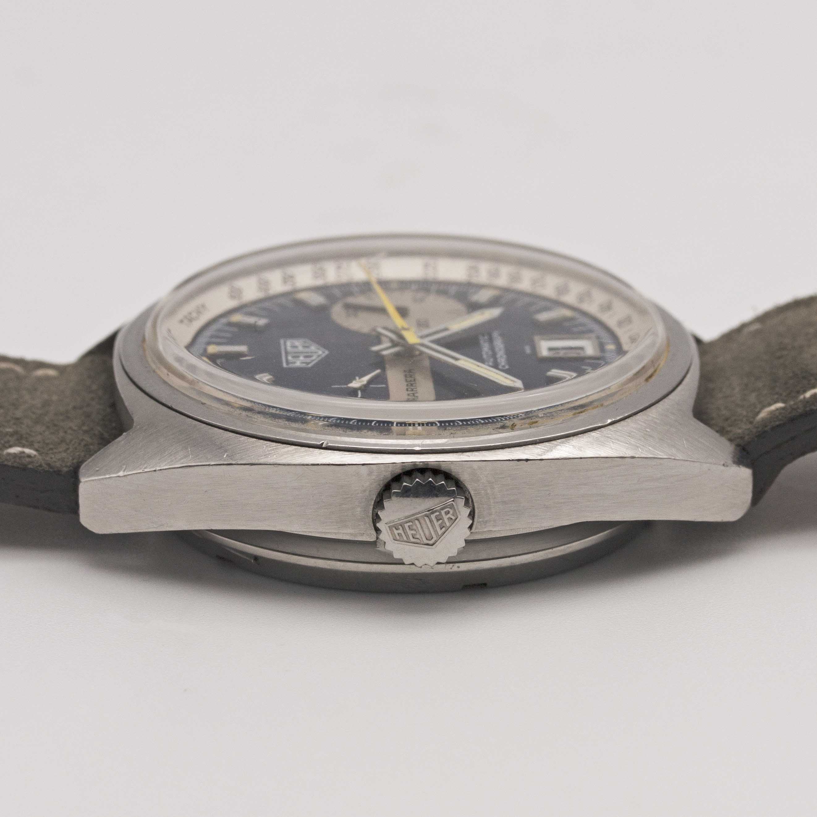 A GENTLEMAN'S STAINLESS STEEL HEUER CARRERA AUTOMATIC CHRONOGRAPH WRIST WATCH CIRCA 1970s, REF. - Image 8 of 9