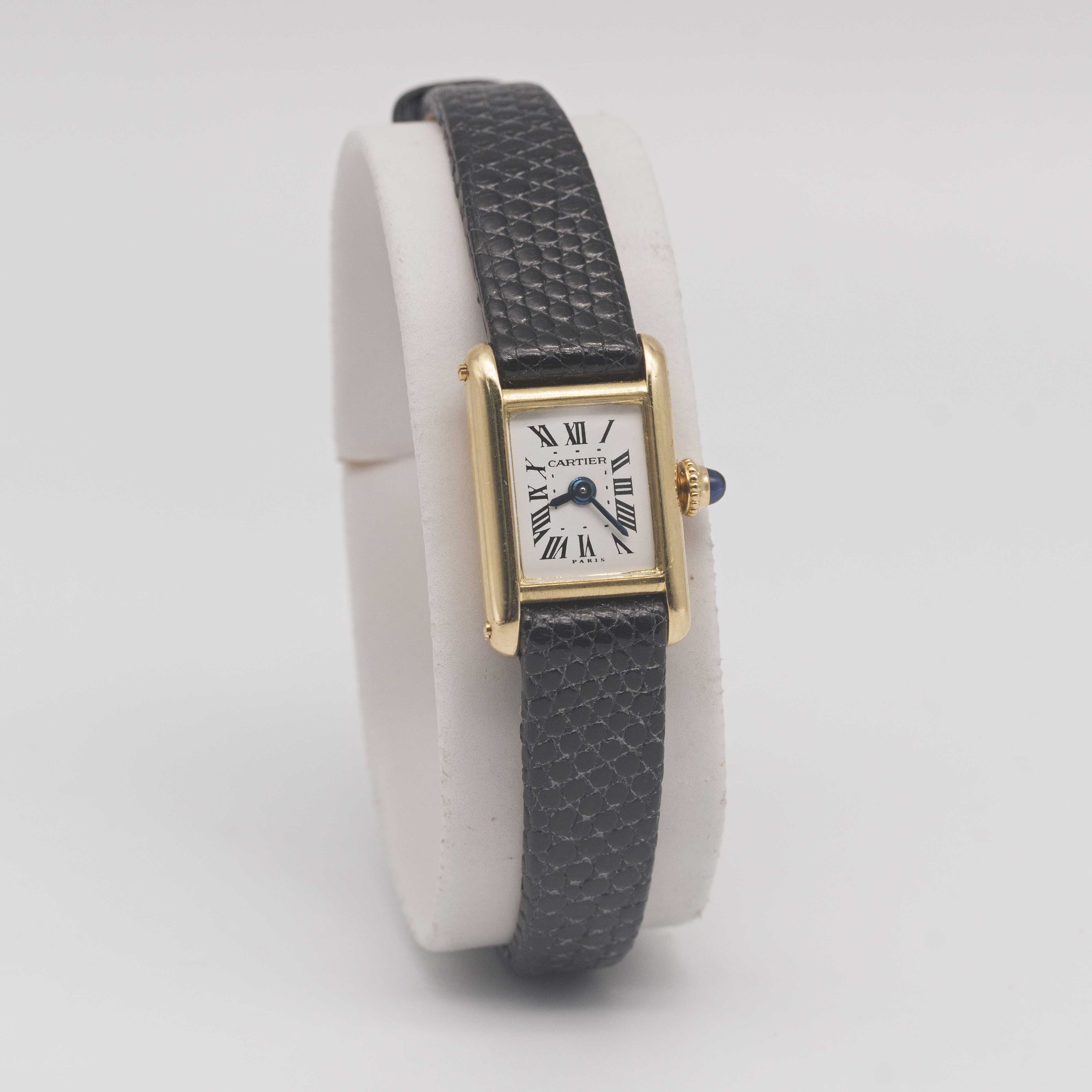 A LADIES 18K SOLID GOLD CARTIER PARIS "MINI" TANK WRIST WATCH CIRCA 1970s, WITH MANUAL WIND CAL. 845 - Image 5 of 11