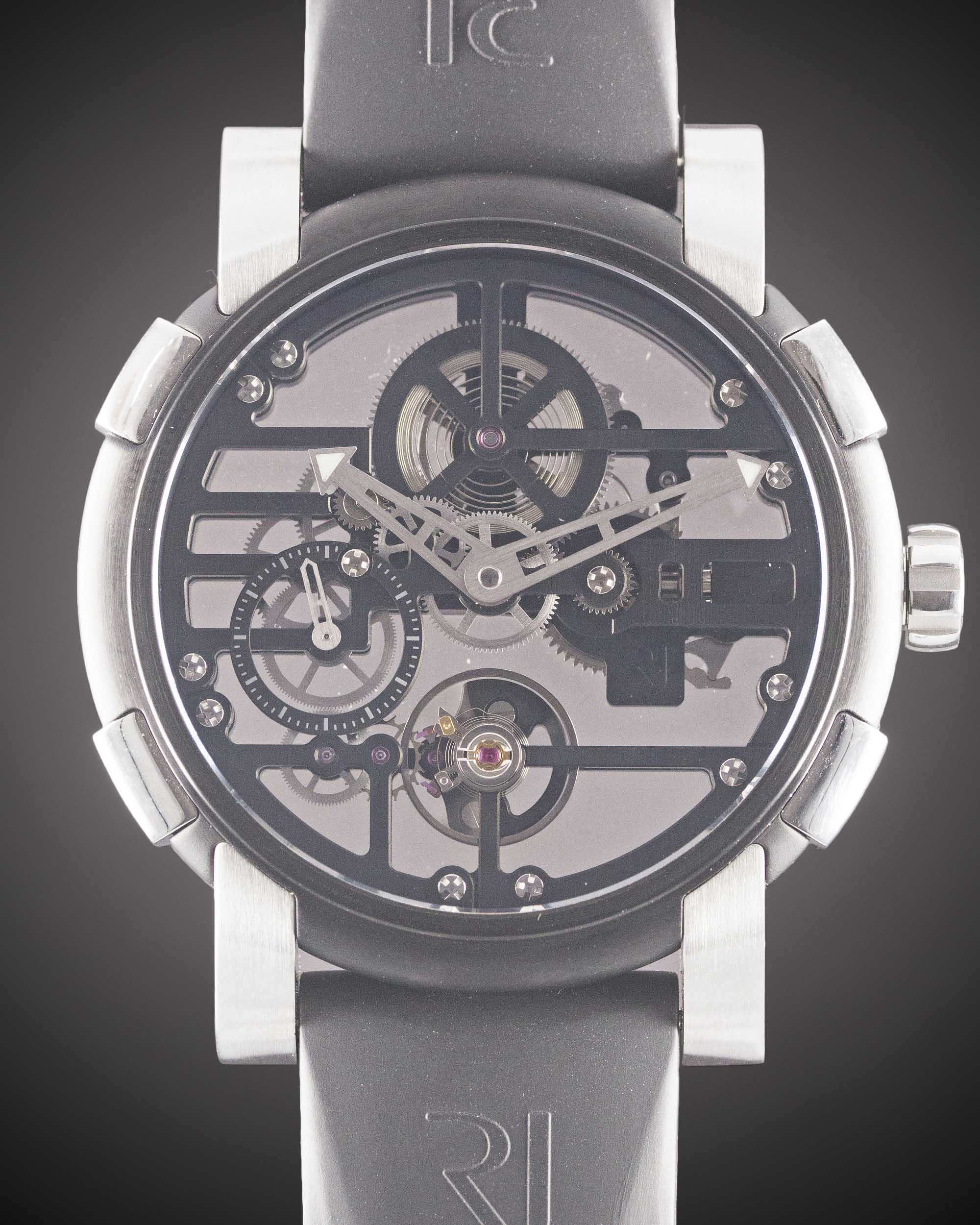 A GENTLEMAN'S STAINLESS STEEL & PVD ROMAIN JEROME SKYLAB SPEED METAL 48 MOON DNA WRIST WATCH CIRCA