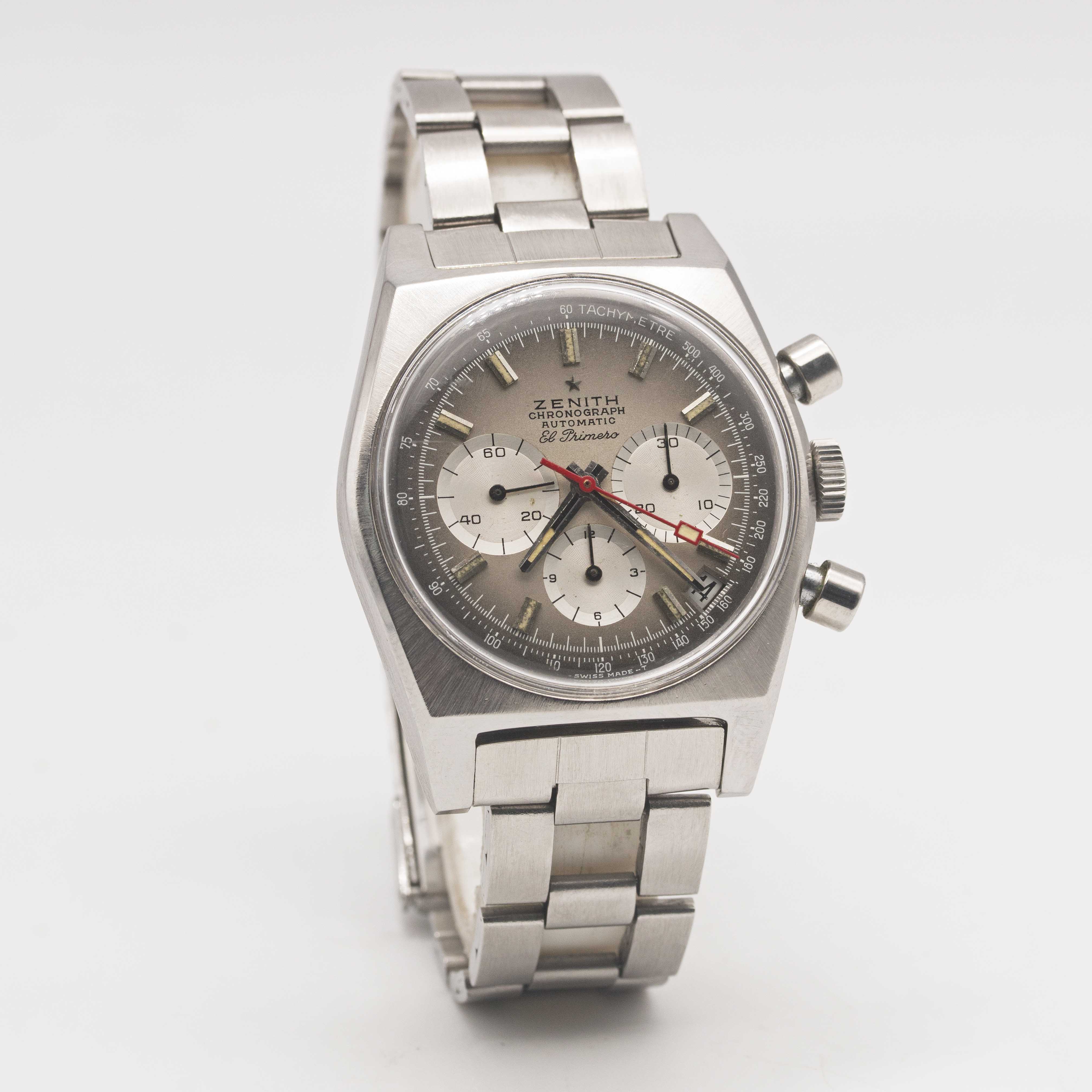 A GENTLEMAN'S STAINLESS STEEL ZENITH EL PRIMERO AUTOMATIC CHRONOGRAPH BRACELET WATCH CIRCA 1971, - Image 6 of 11