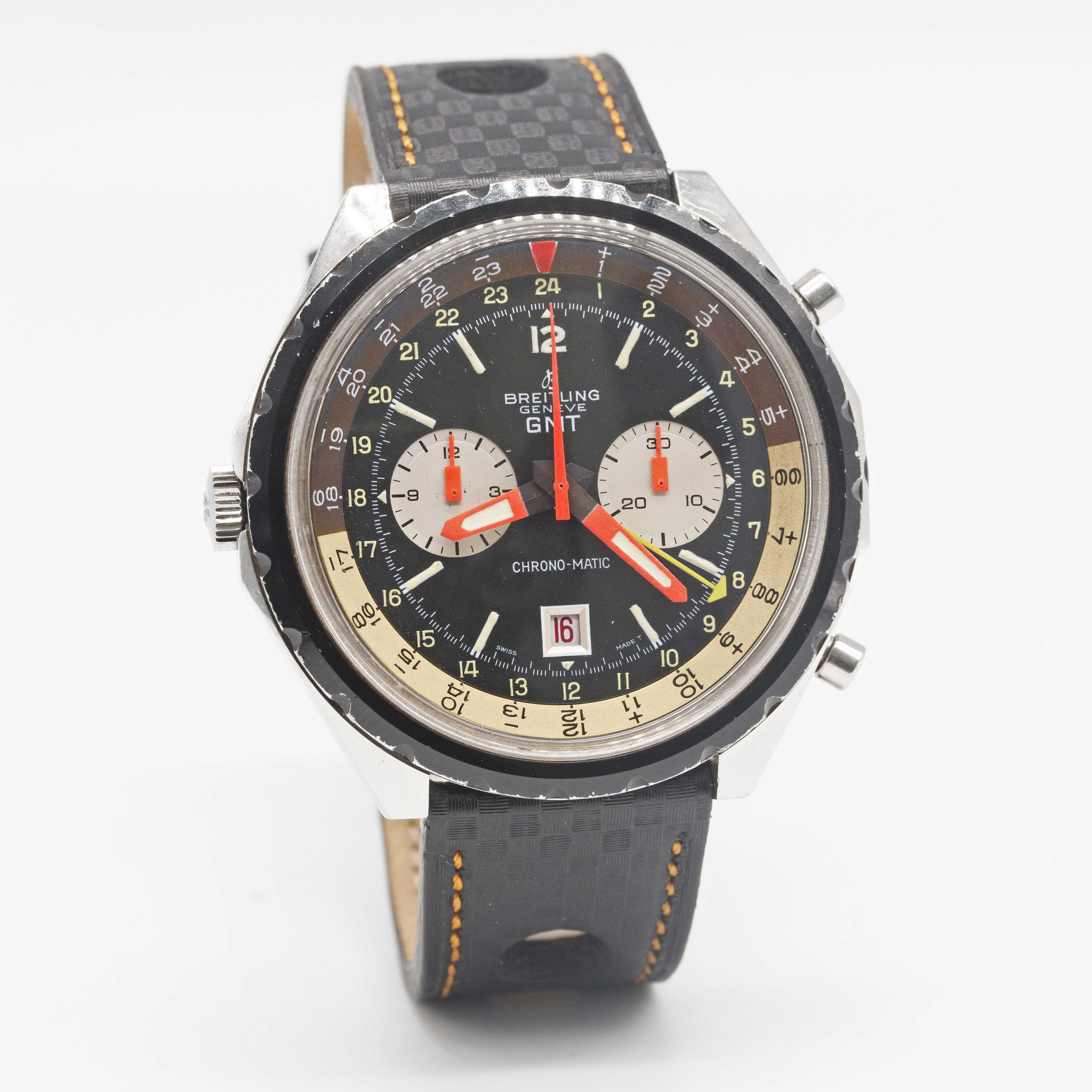 A RARE GENTLEMAN'S STAINLESS STEEL BREITLING GMT CHRONO-MATIC CHRONOGRAPH WRIST WATCH CIRCA 1970, - Image 6 of 10