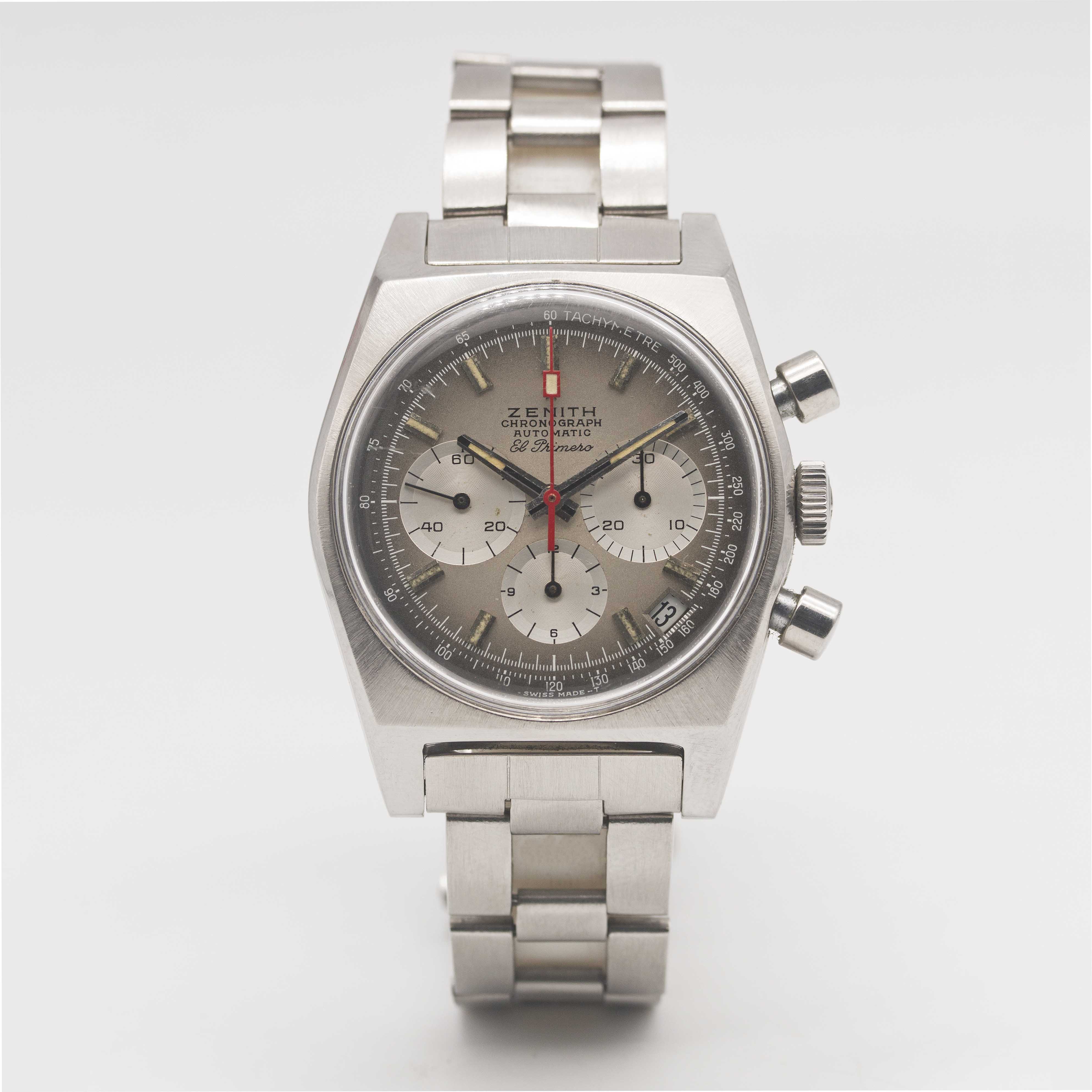 A GENTLEMAN'S STAINLESS STEEL ZENITH EL PRIMERO AUTOMATIC CHRONOGRAPH BRACELET WATCH CIRCA 1971, - Image 3 of 11