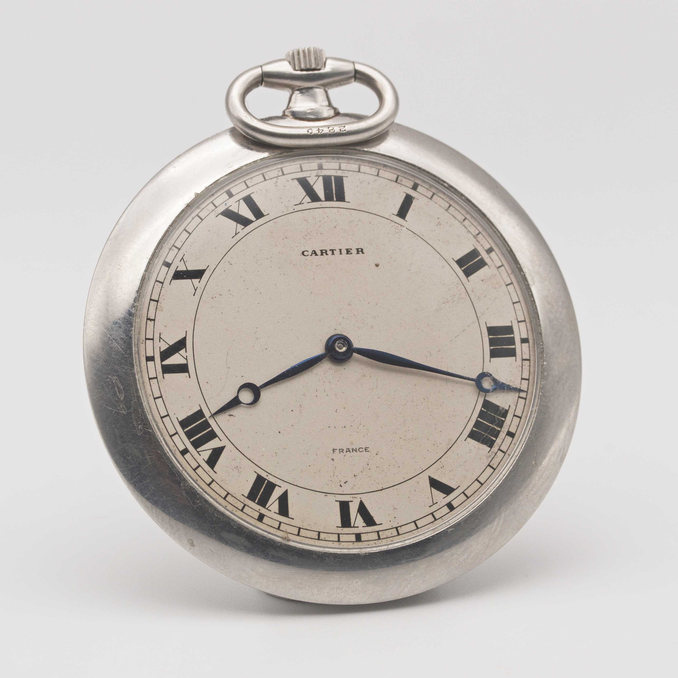 A GENTLEMAN'S PLATINUM CARTIER PARIS POCKET WATCH CIRCA 1920s Movement: 19J, manual wind with 8 - Image 4 of 11