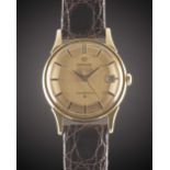 A GENTLEMAN'S 18K SOLID YELLOW GOLD OMEGA CONSTELLATION DATE CHRONOMETER WRIST WATCH CIRCA 1966,