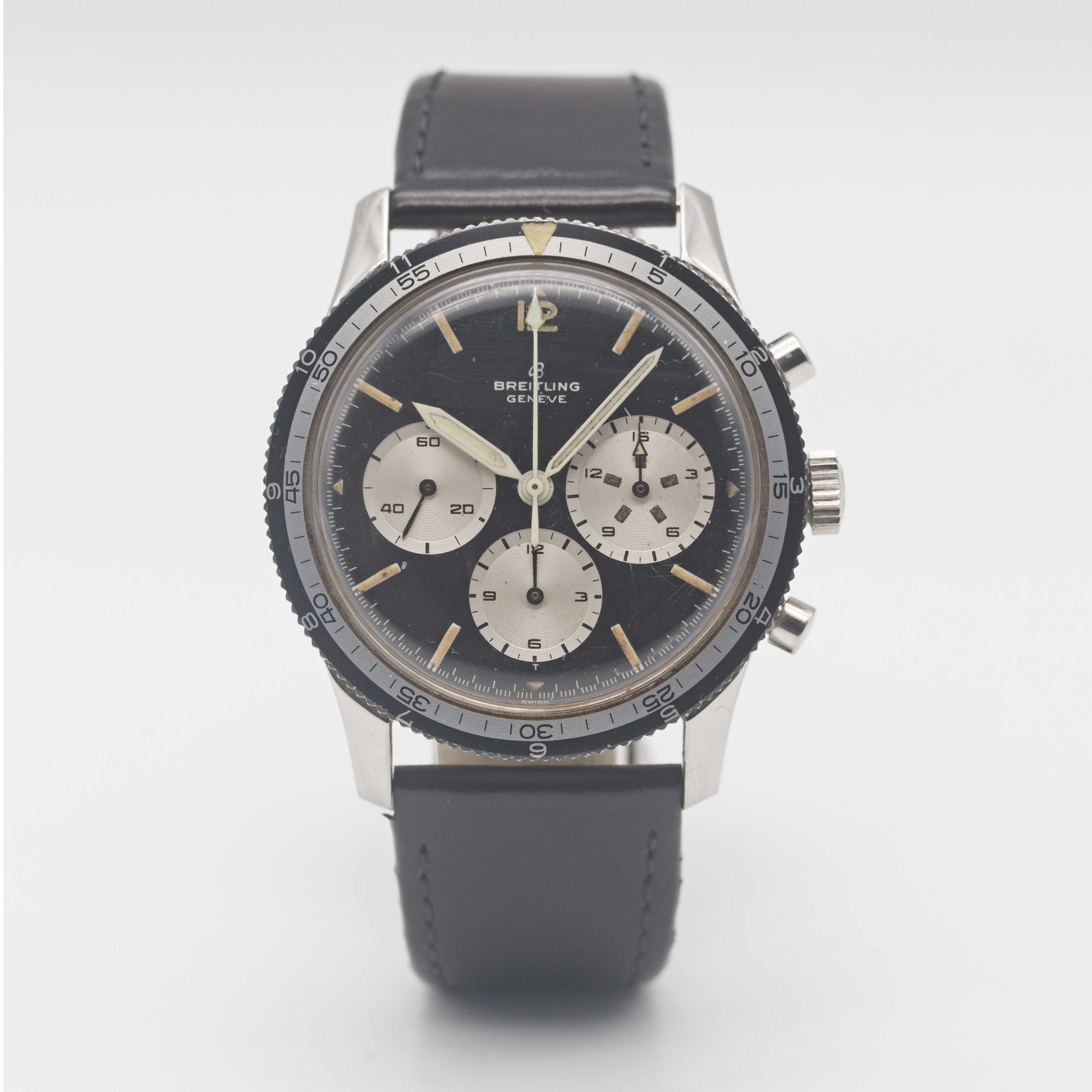 A RARE GENTLEMAN'S STAINLESS STEEL BREITLING 765 CO PILOT CHRONOGRAPH WRIST WATCH CIRCA 1966, REF. - Image 3 of 10