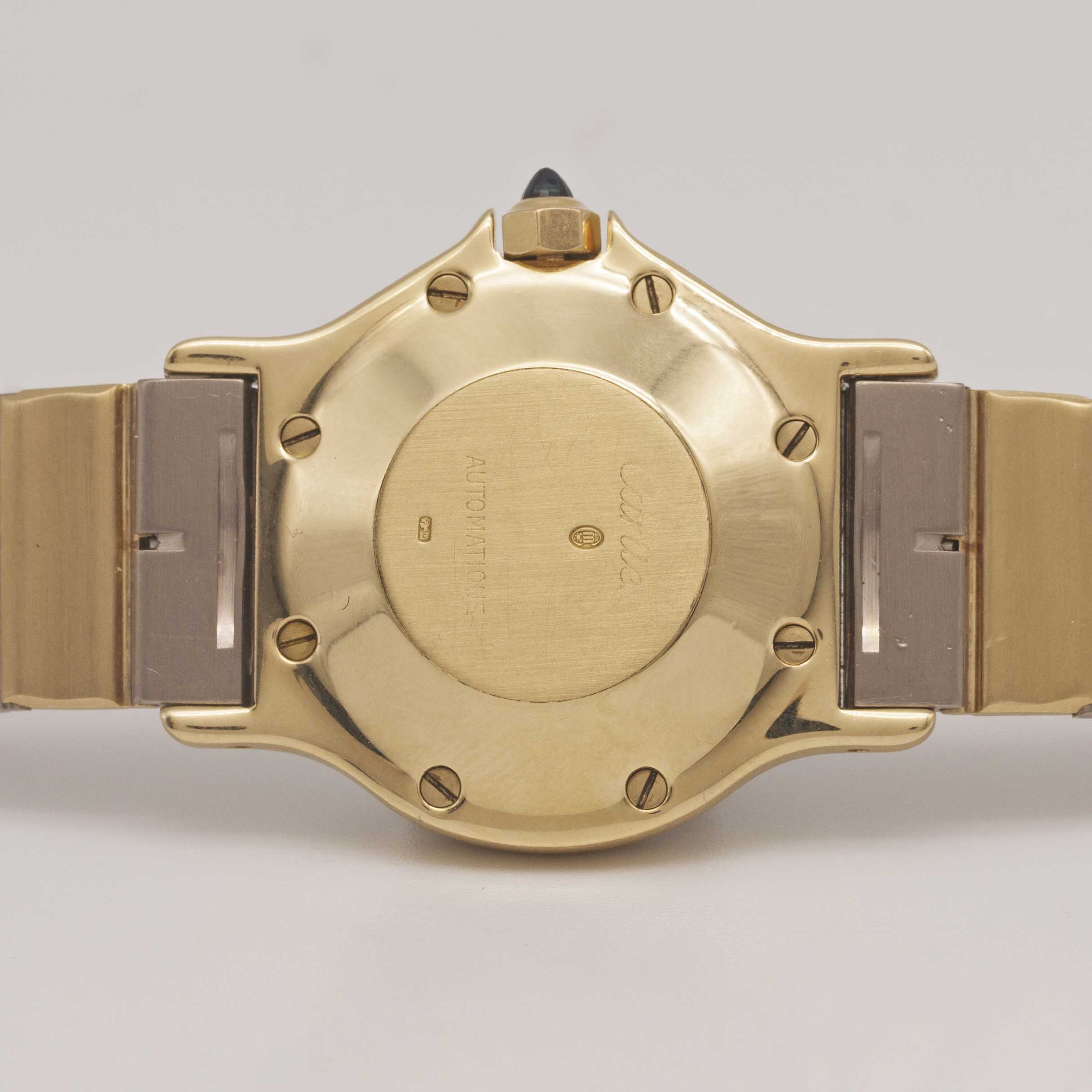 A RARE GENTLEMAN'S SIZE 18K SOLID WHITE & YELLOW GOLD CARTIER SANTOS OCTAGONAL AUTOMATIC BRACELET - Image 7 of 10
